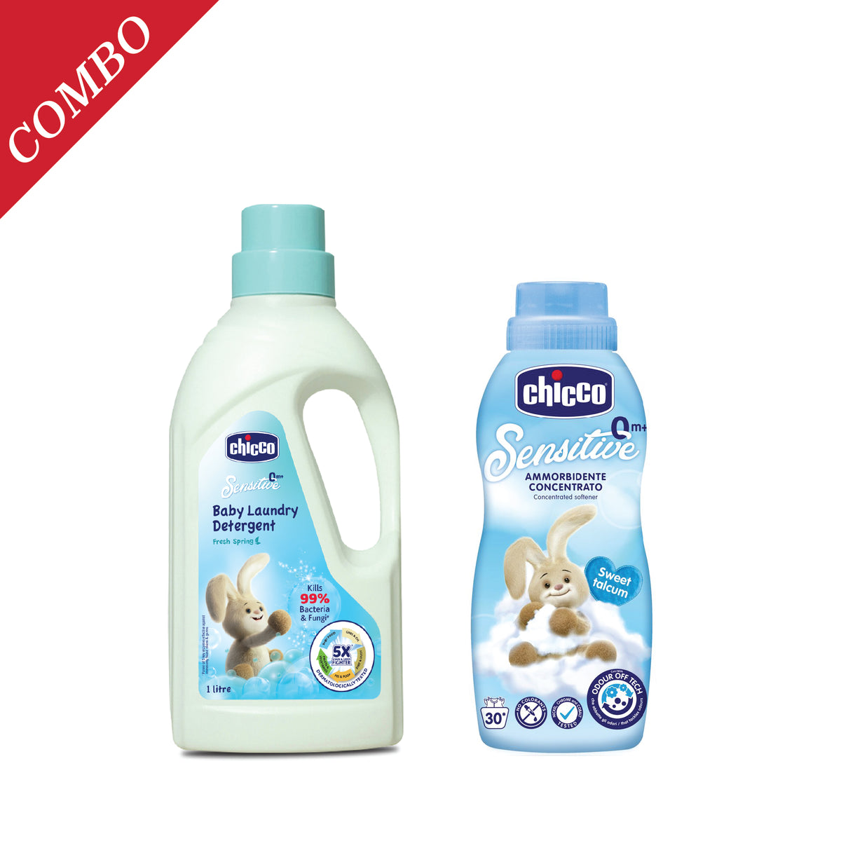 Laundry Detergent Fresh Spring 1000ml Bottle & Softener Sweet Talcum 750ml