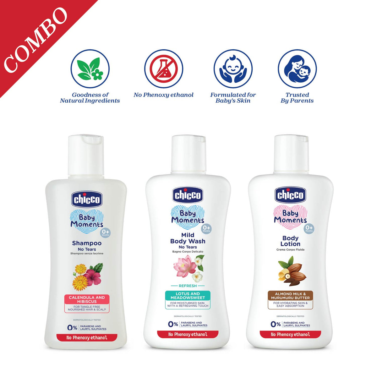 Baby Shampoo 200ml, Mild Bodywash Refresh 200ml & Body Lotion 200ml