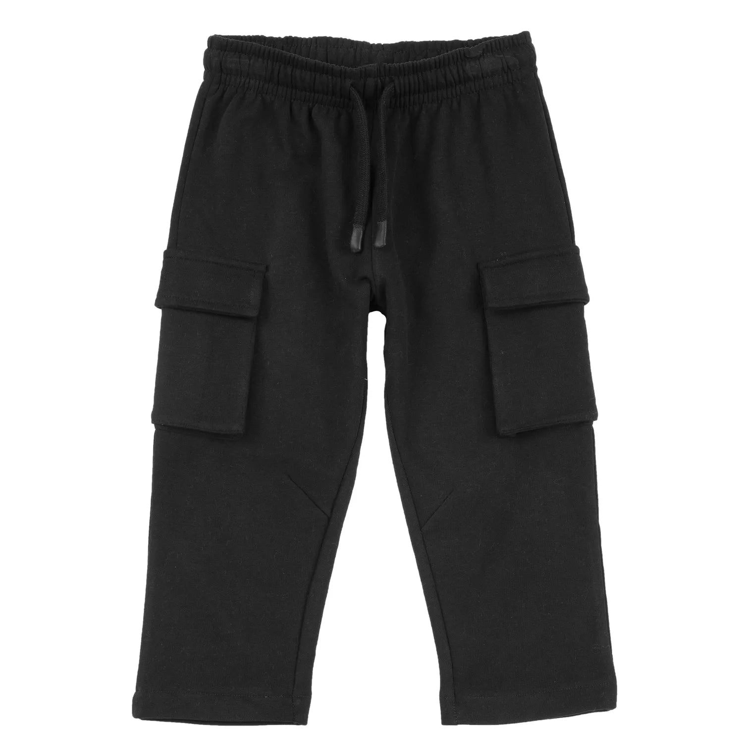 Boys Black Solid Cargo Trouser