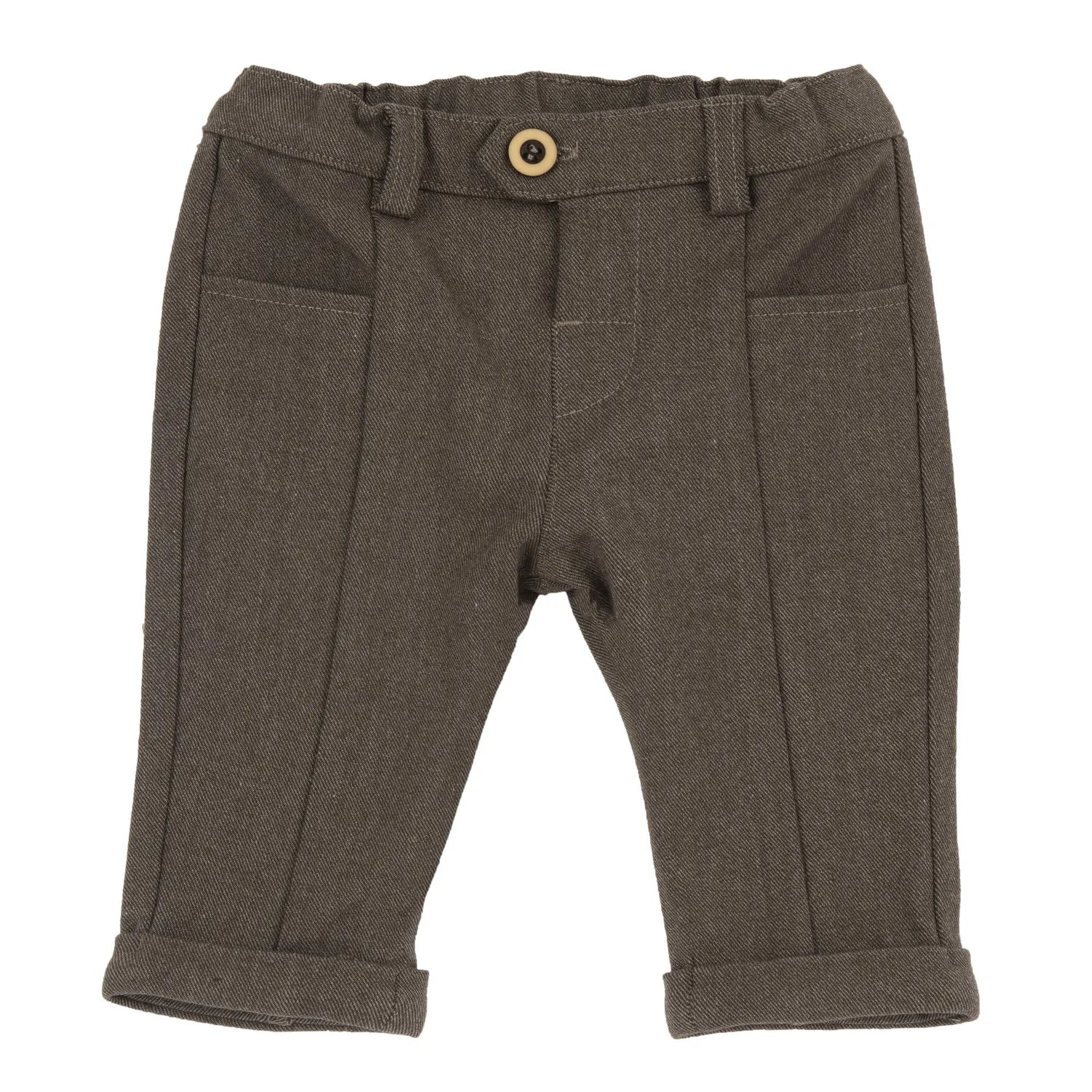 Boys Dark Brown Self Design Trouser