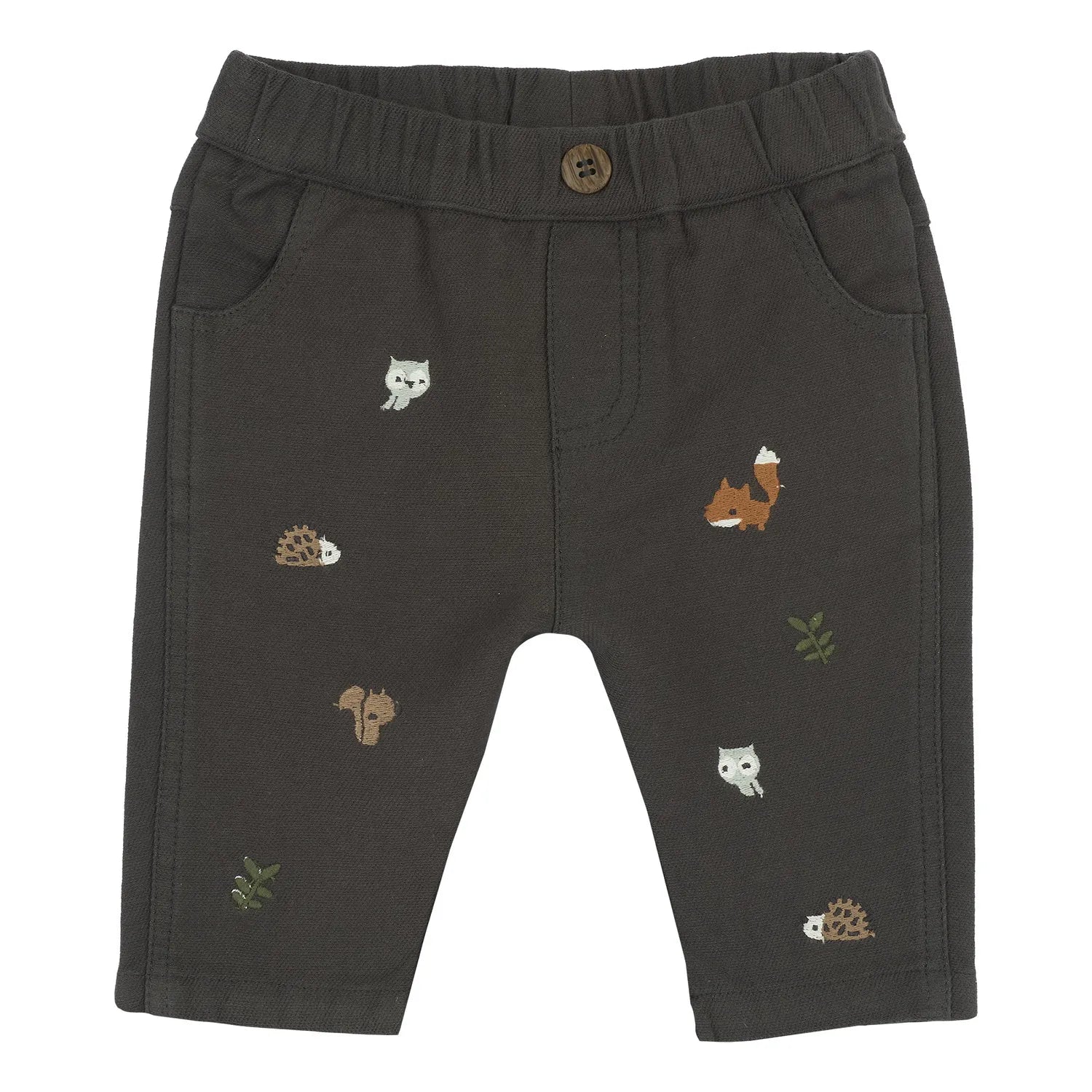 Boys Dark Grey Embroidered Trouser