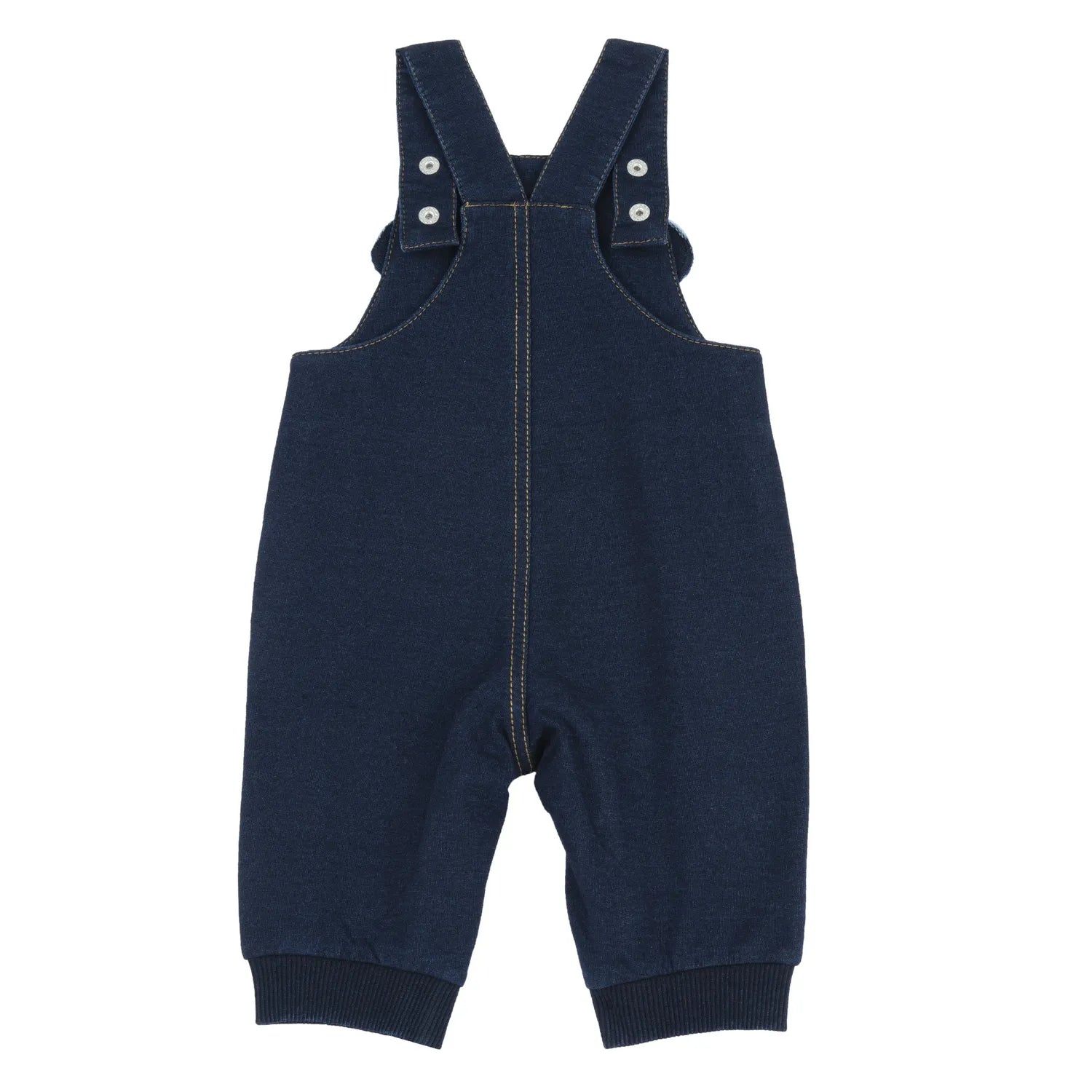 Boys Denim Blue Self Design Long Dungaree