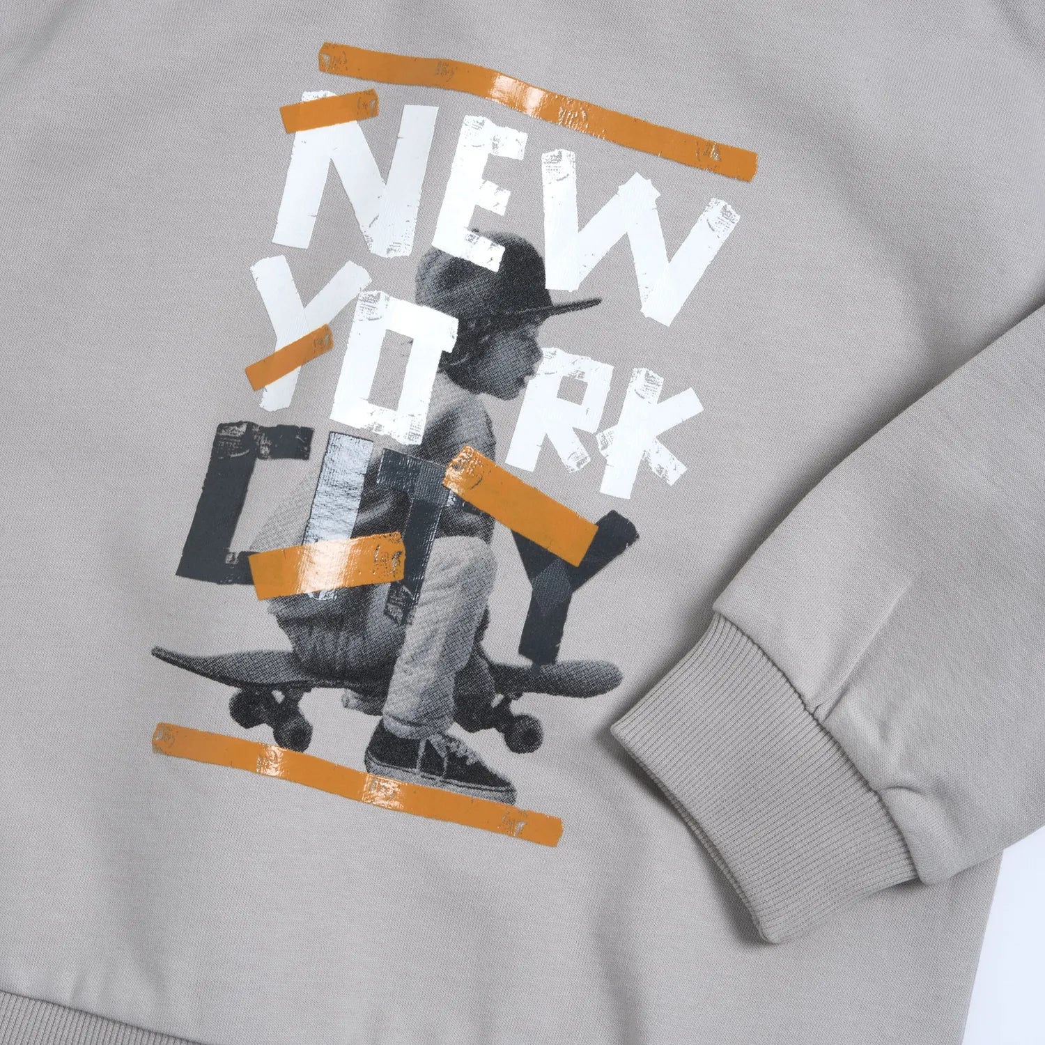 Boys Grey Graphic Printed Sweatshirt