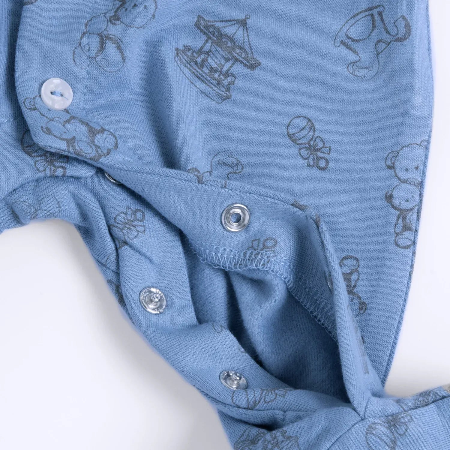 Boys Light Blue Printed Front Opening Babysuit