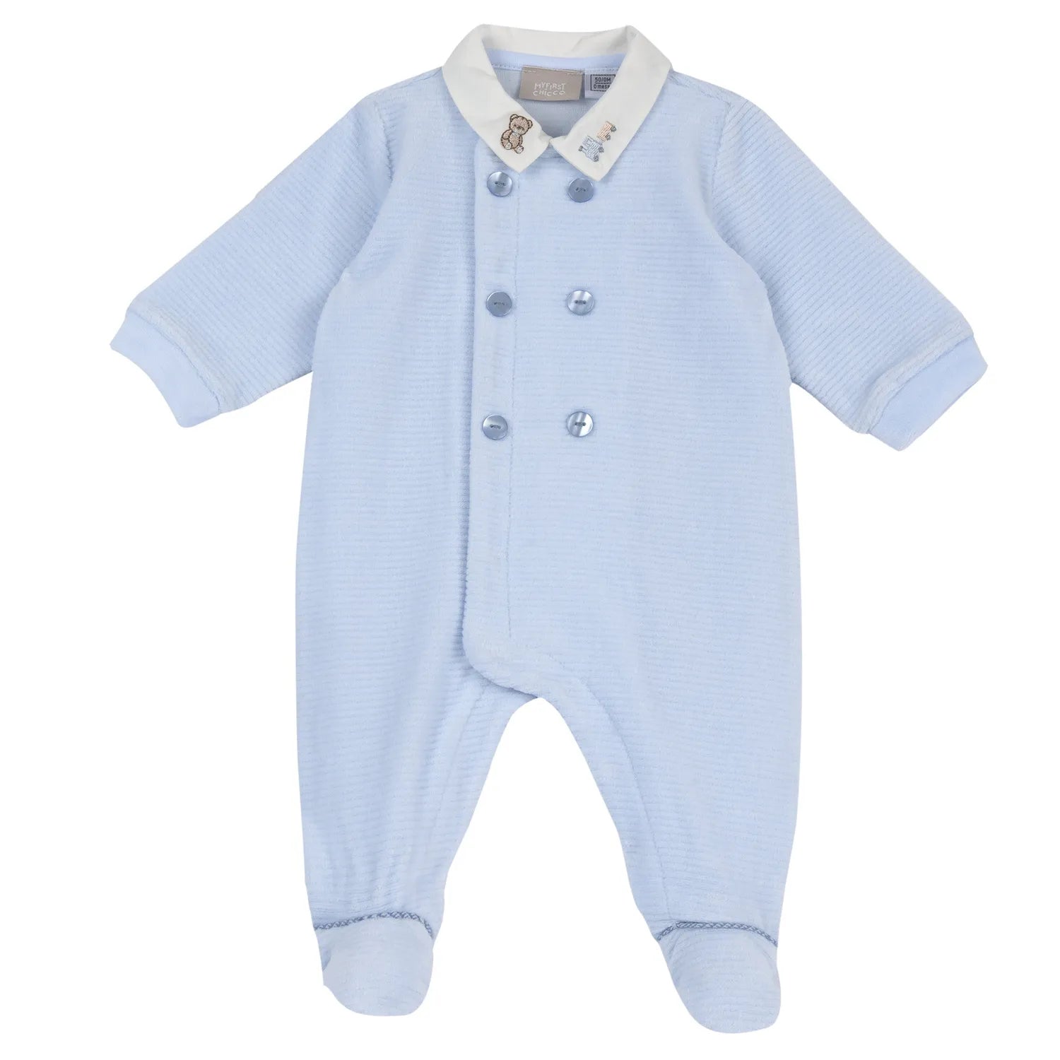 Boys Light Blue Solid Front Opening Babysuit