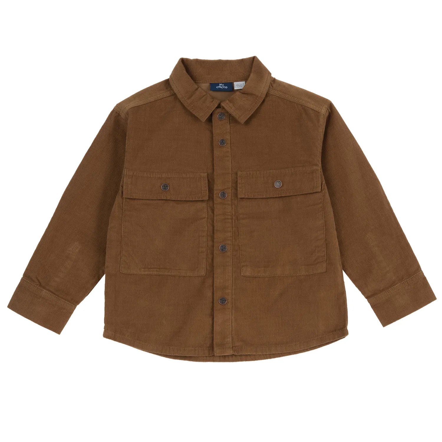 Boys Medium Brown Solid Long Sleeve Shirt