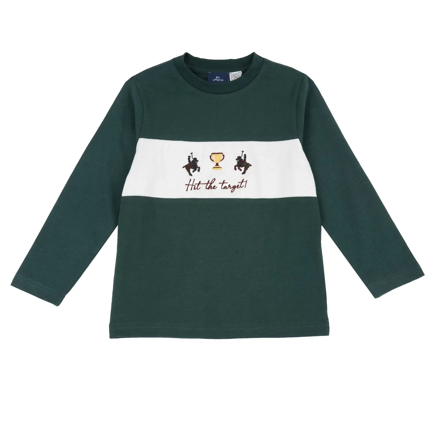 Boys Medium Green Applique Long Sleeve T-shirt