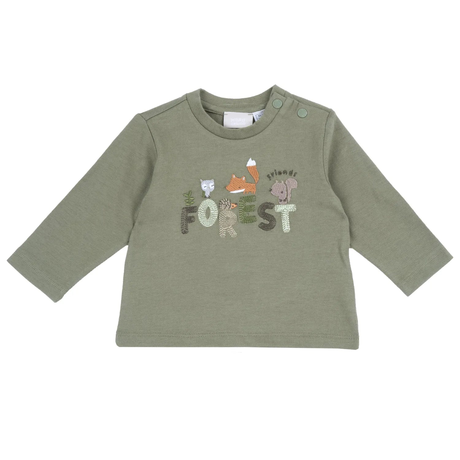 Boys Medium Green Embroidered Long Sleeve T-shirt