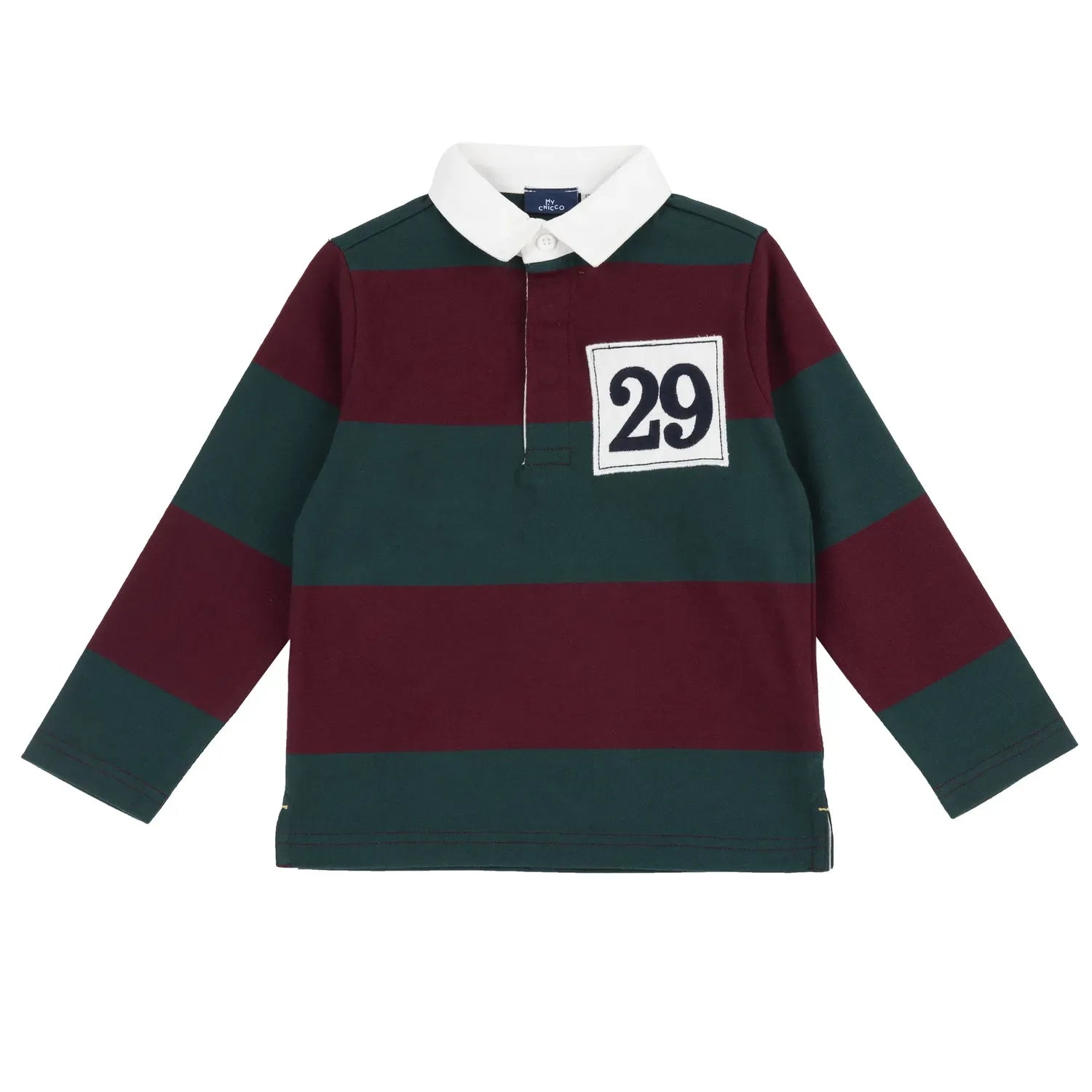 Boys Medium Green Striped Polo T-shirt