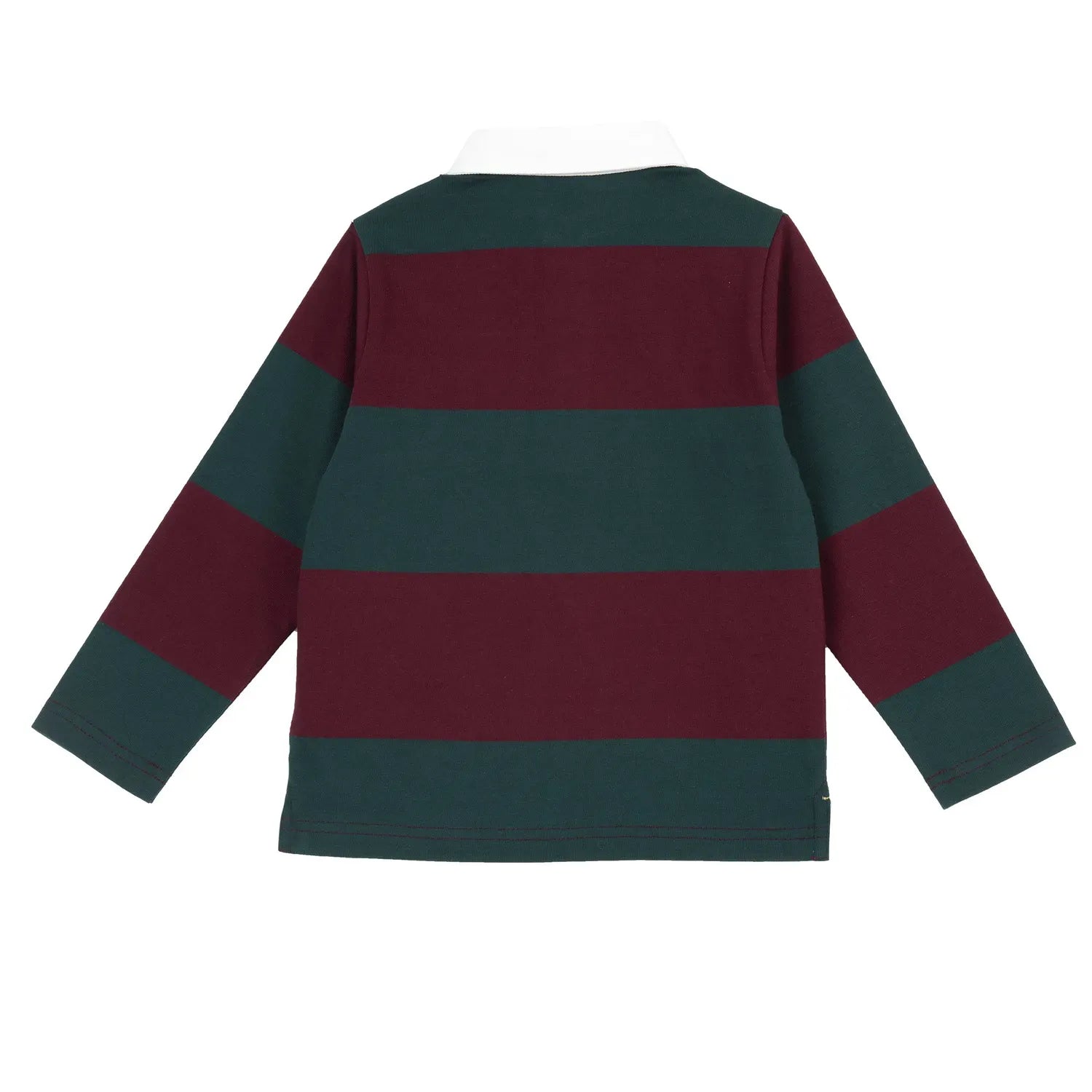 Boys Medium Green Striped Polo T-shirt