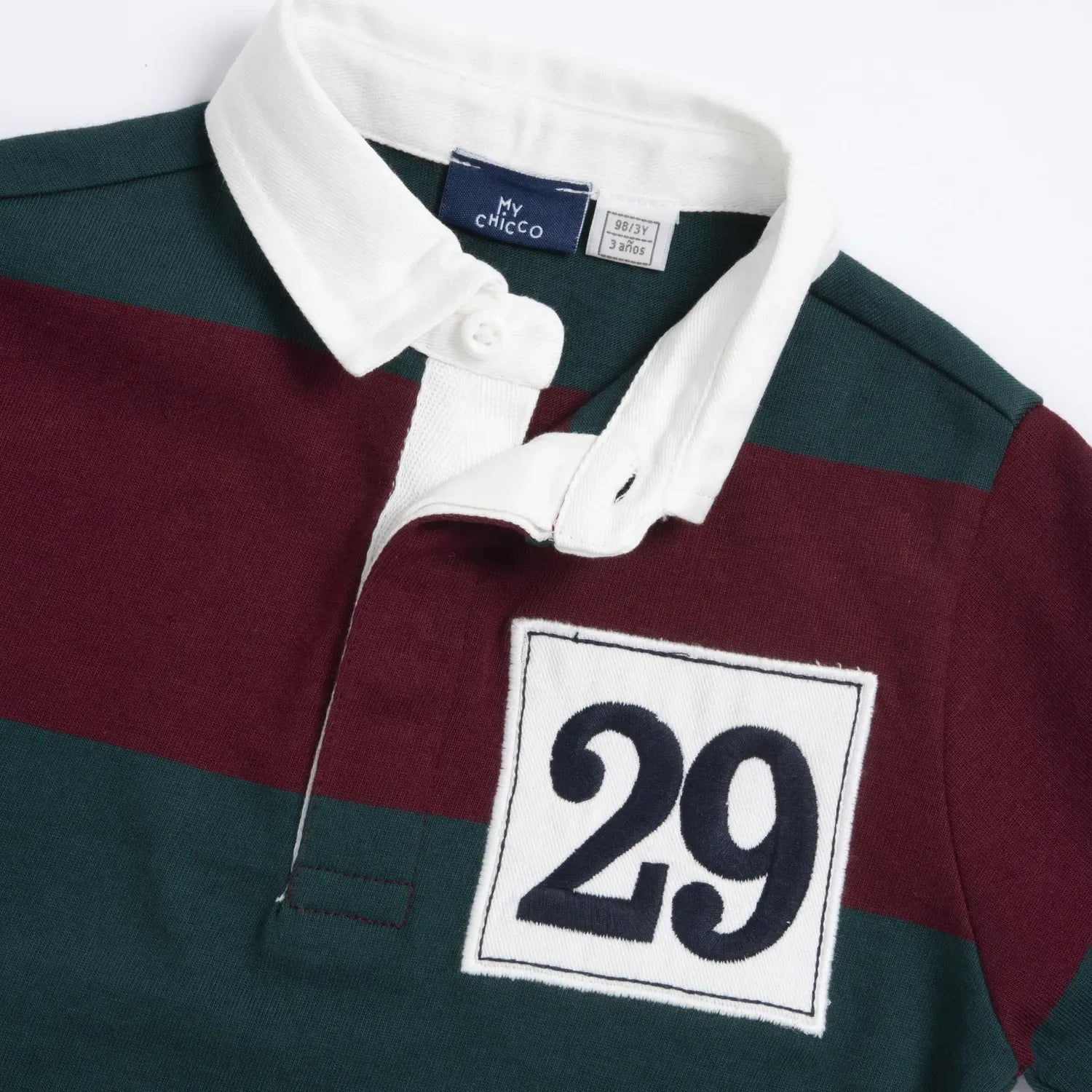 Boys Medium Green Striped Polo T-shirt
