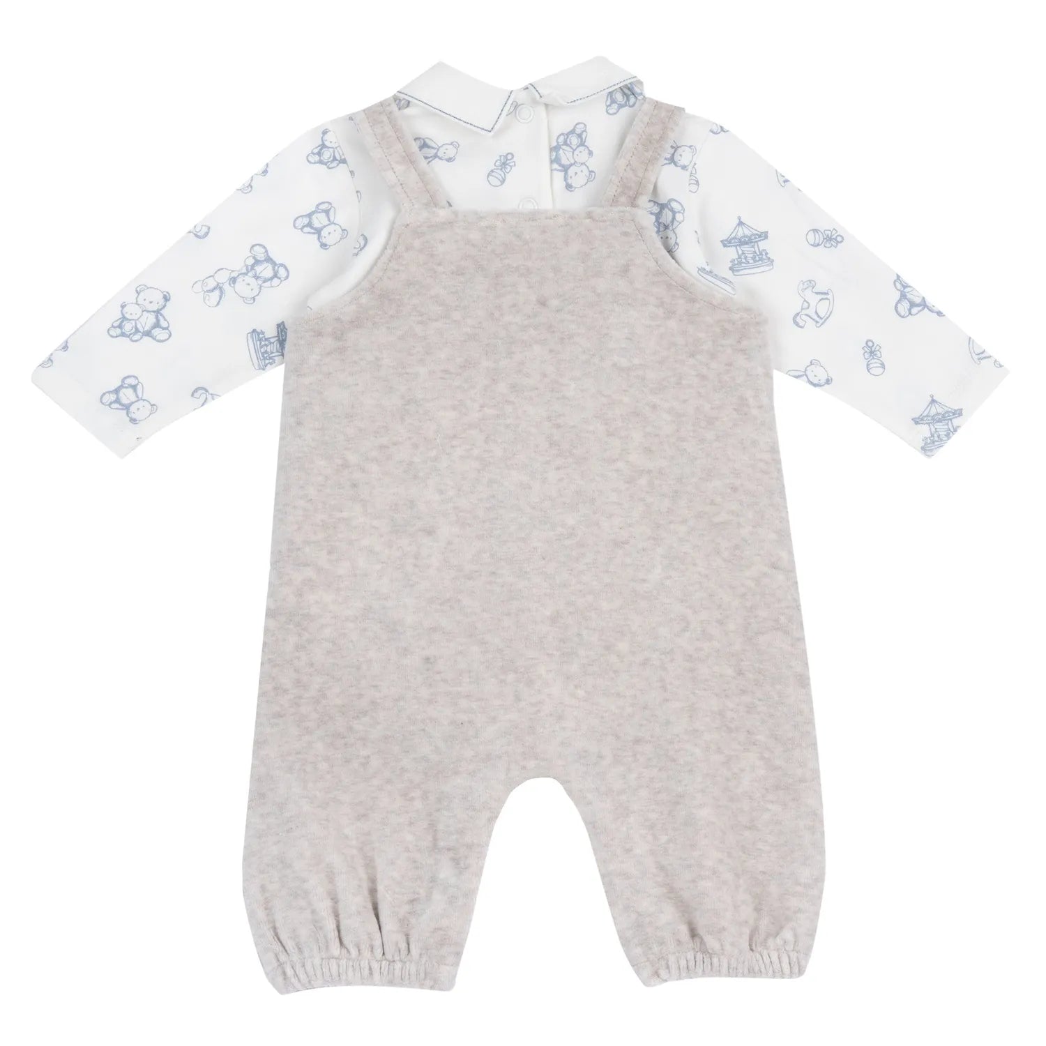 Boys Medium Natural Printed Top with Long Dungaree