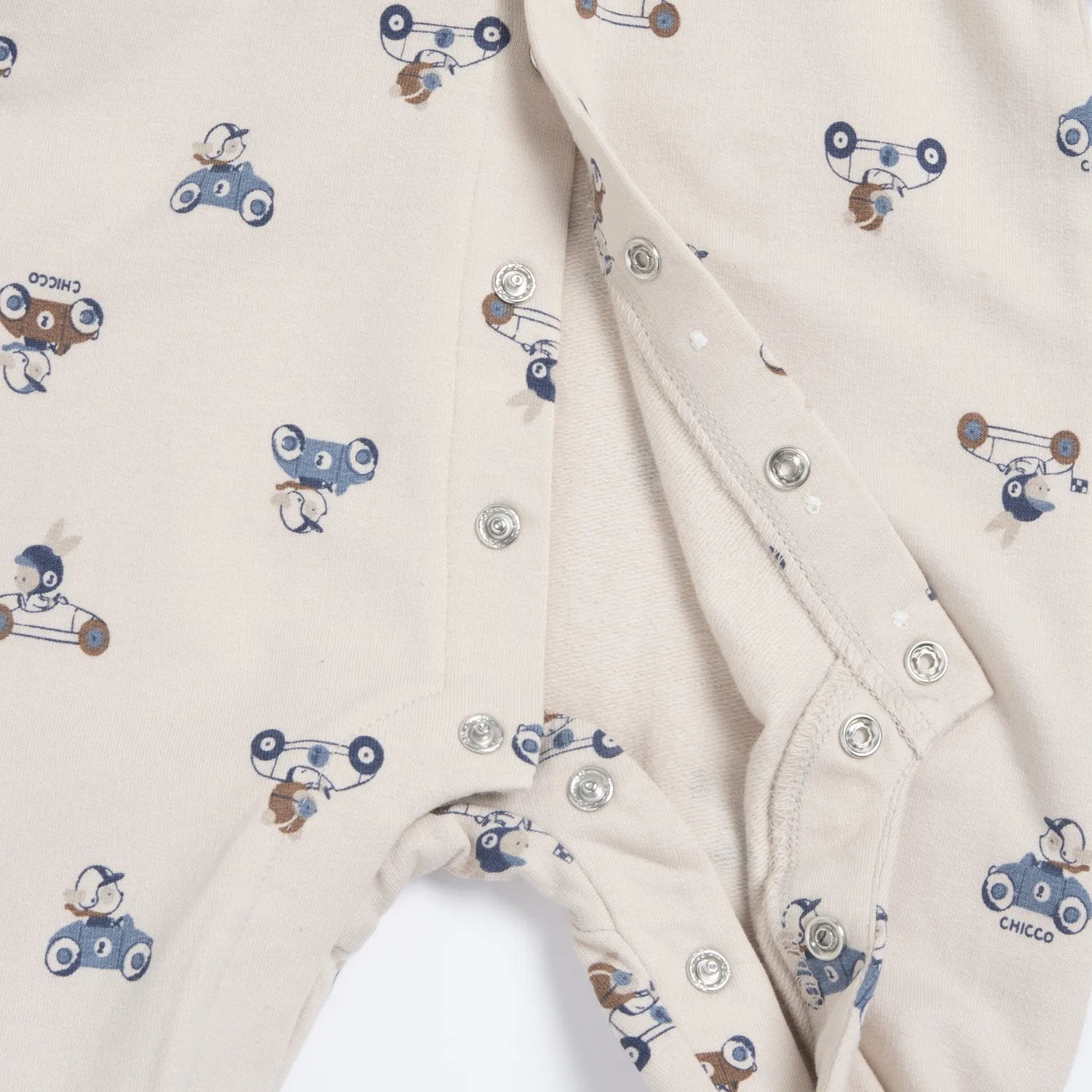 Boys Natural Printed Front Opening Babysuit