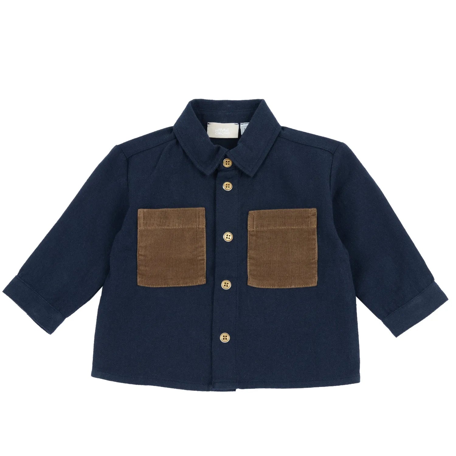 Boys Navy Blue Colorblocked Woven Shirt