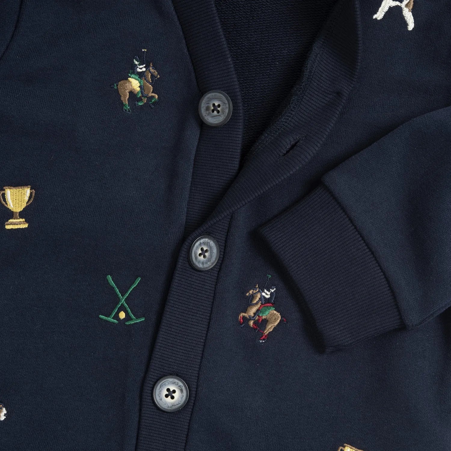 Boys Navy Blue Embroidered Cardigan