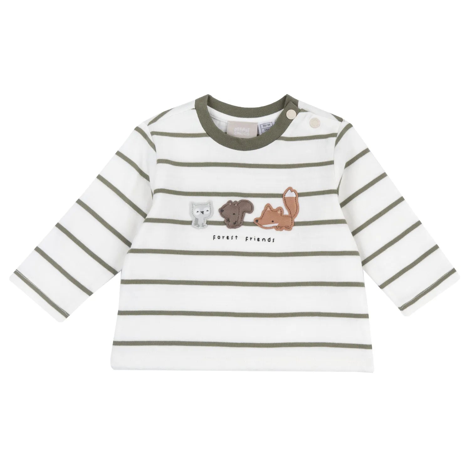 Boys White & Green Striped Long Sleeve T-shirt