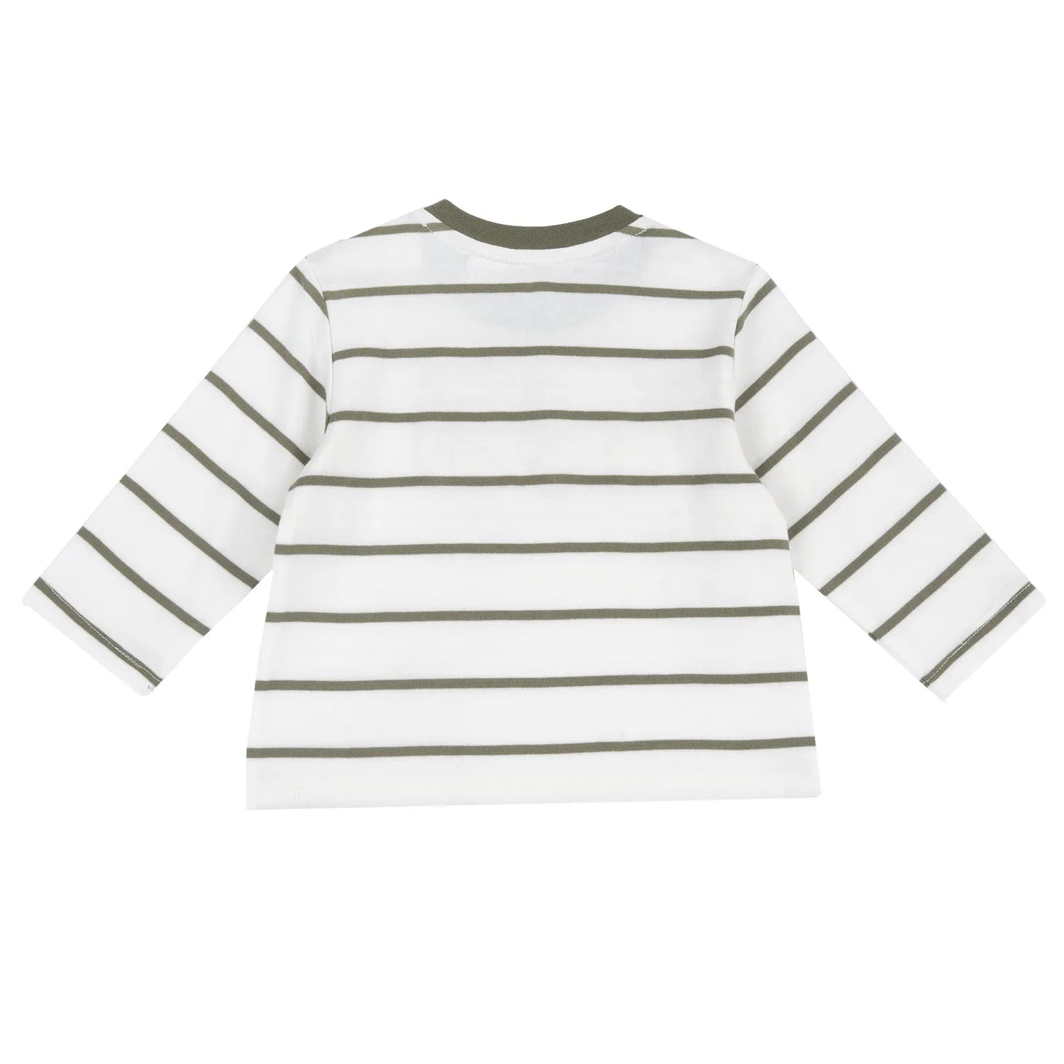 Boys White & Green Striped Long Sleeve T-shirt