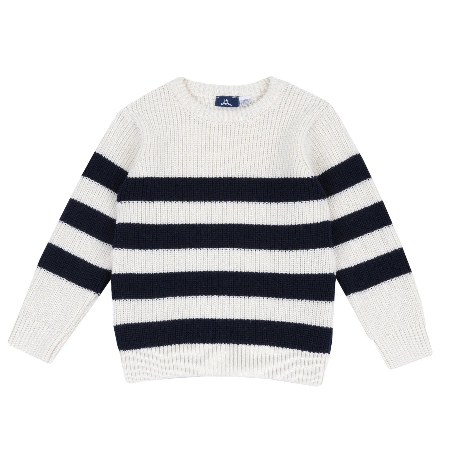 Boys White & Navy Striped Pullover