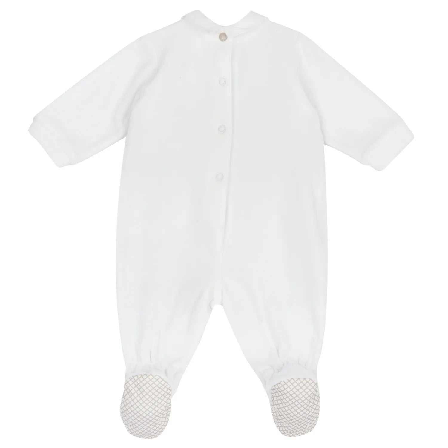 Boys White Embellished Leg Opening Babysuit