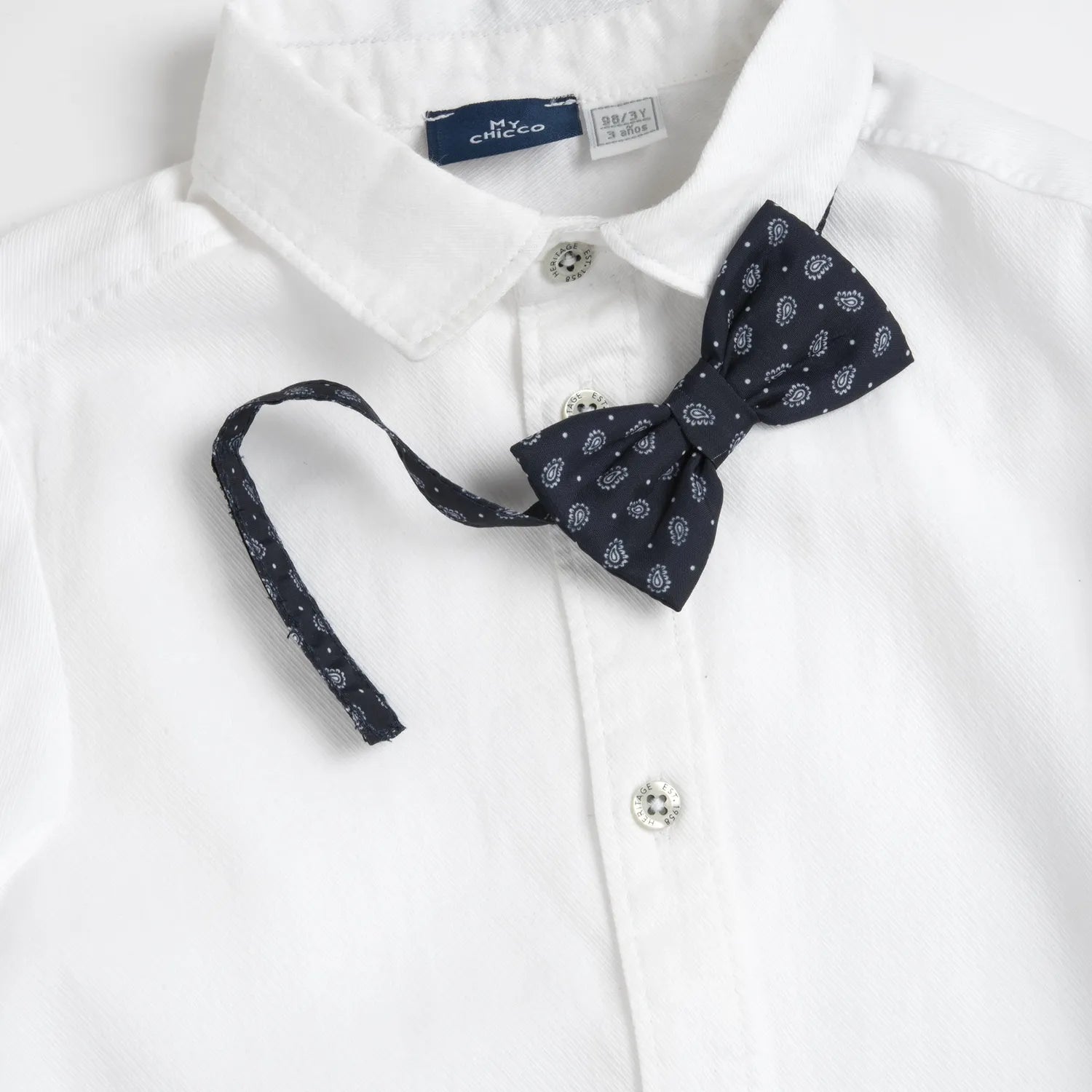 Boys White Solid Long Sleeve Shirt