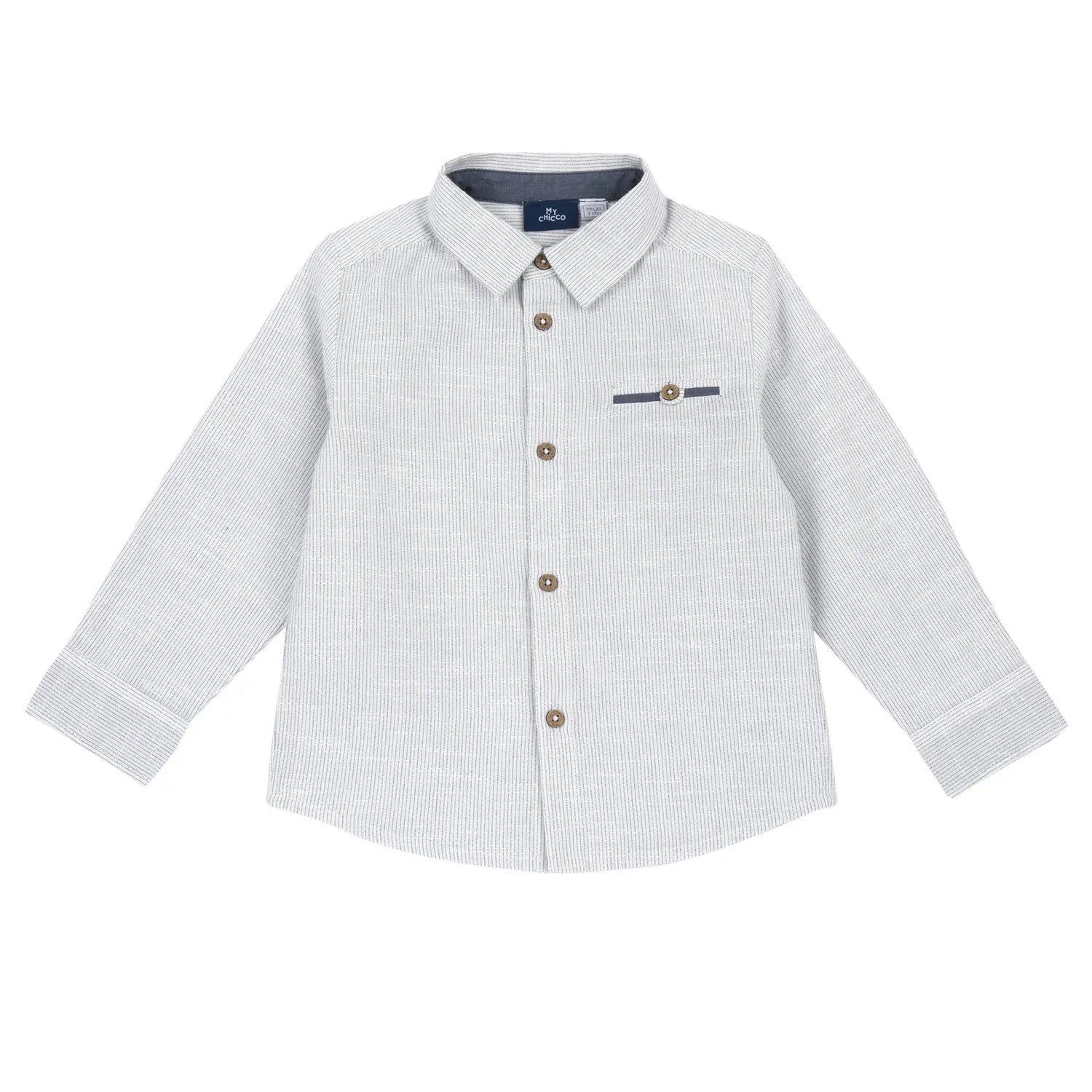 Boys White Striped Long Sleeve Shirt