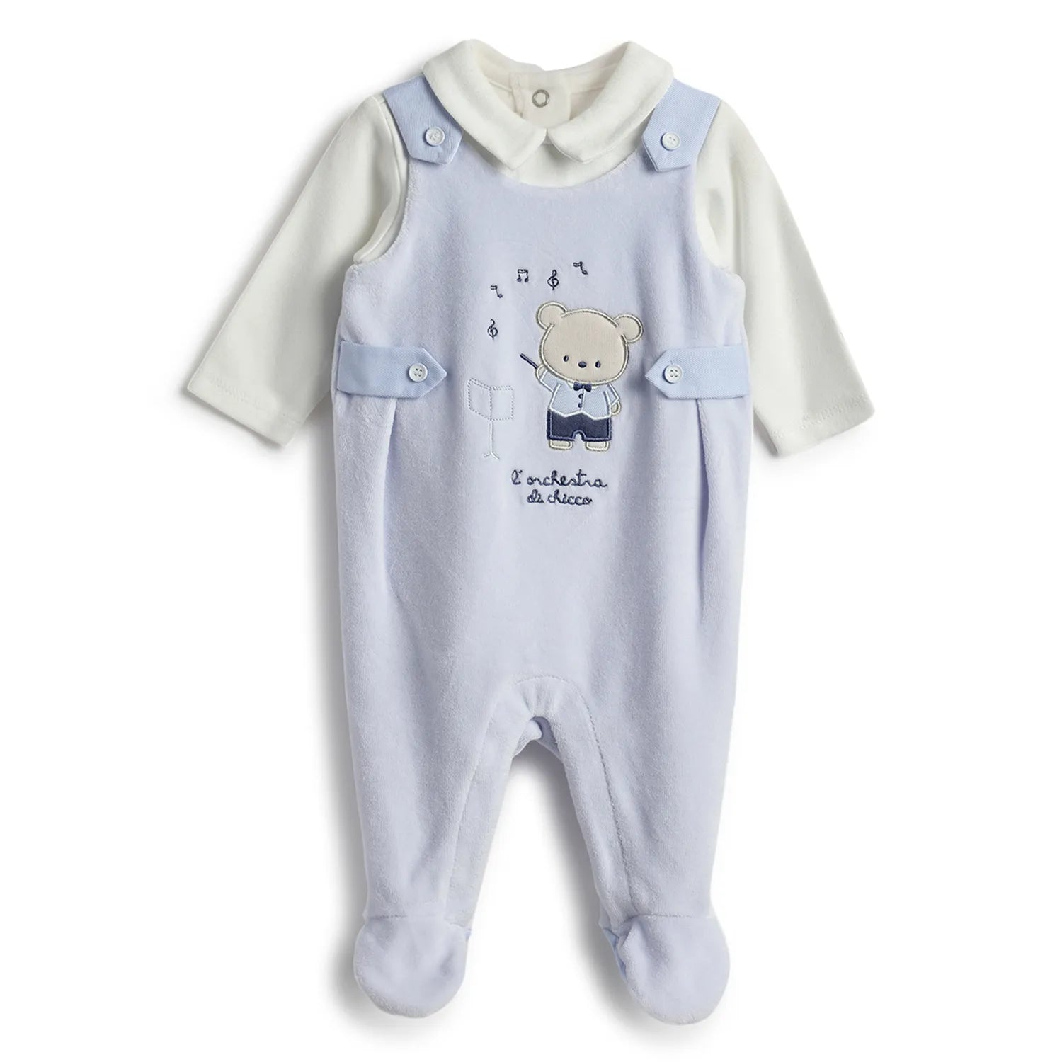 2 Pc Long Sleeve Bodysuit & Sleeveless Blue Babysuit