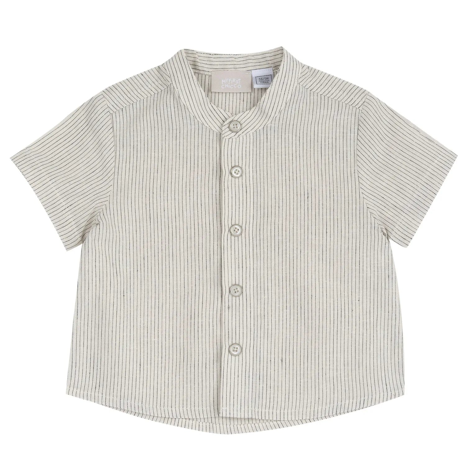 Boys Beige and Grey Striped Shirt with Shorts