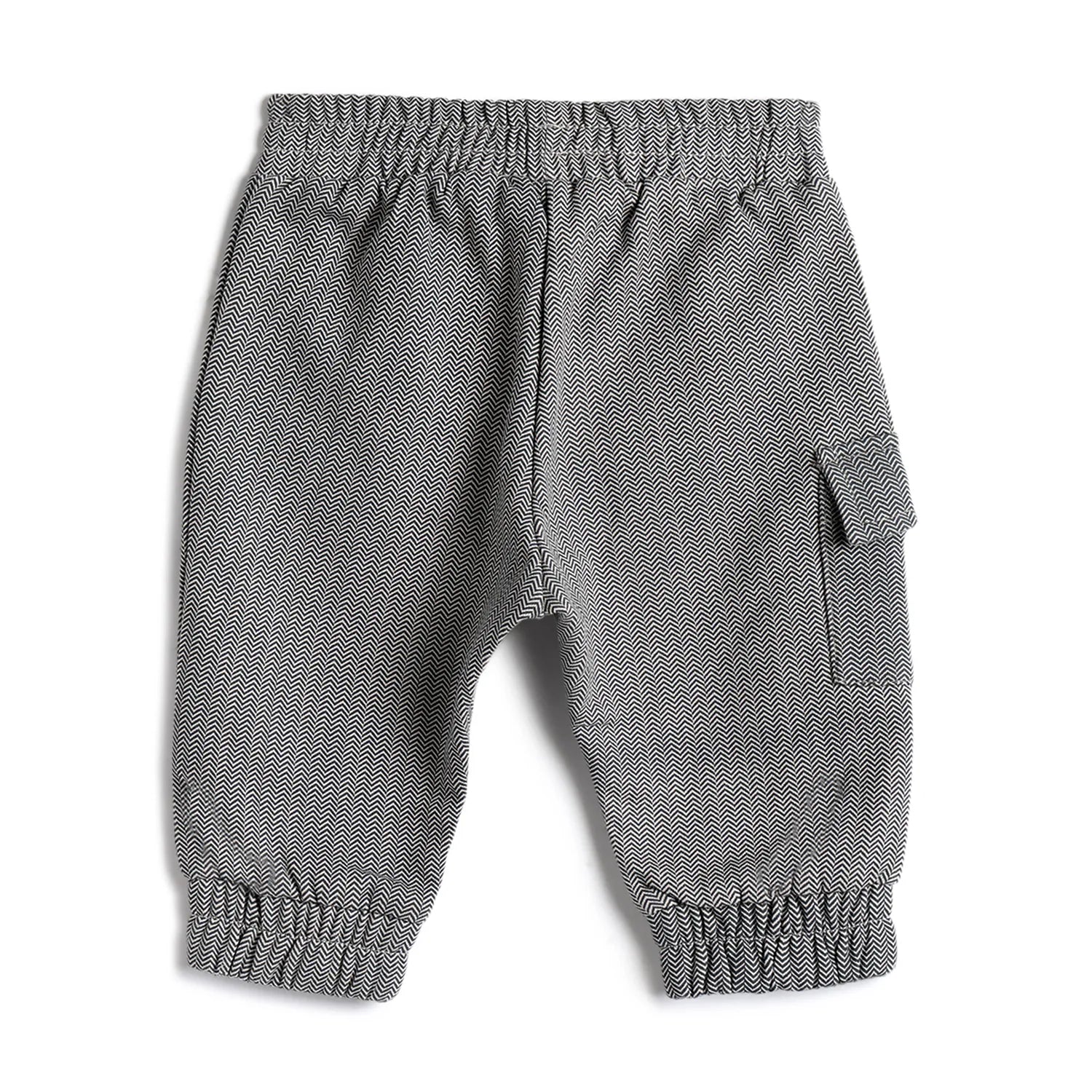 Boys Beige Chevron Printed Joggers