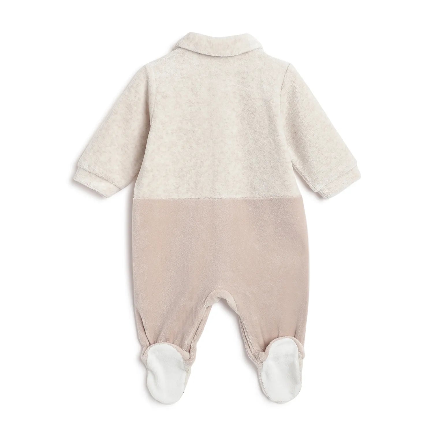 Boys Beige Front Opening Babysuit