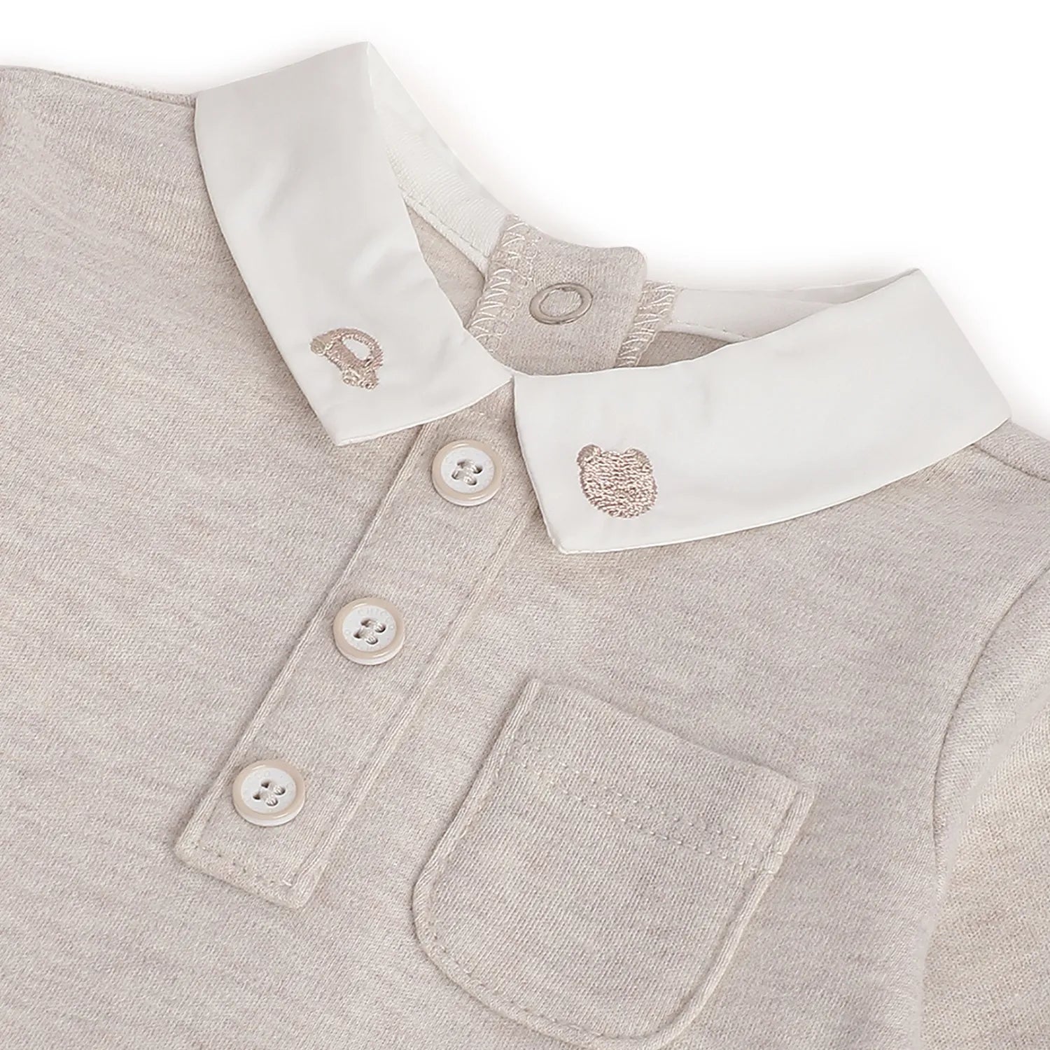 Boys Beige Leg Opening Babysuit