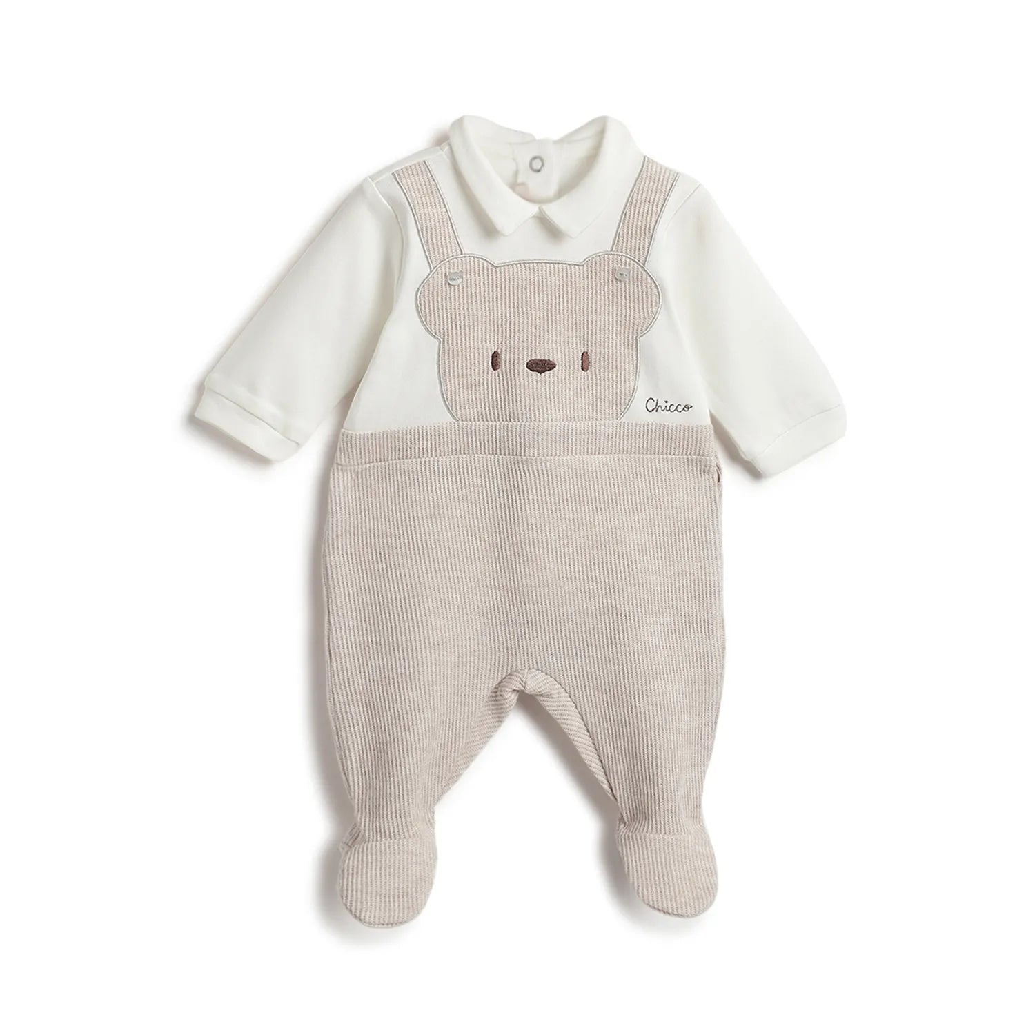 Boys Beige Nappy Opening Babysuit