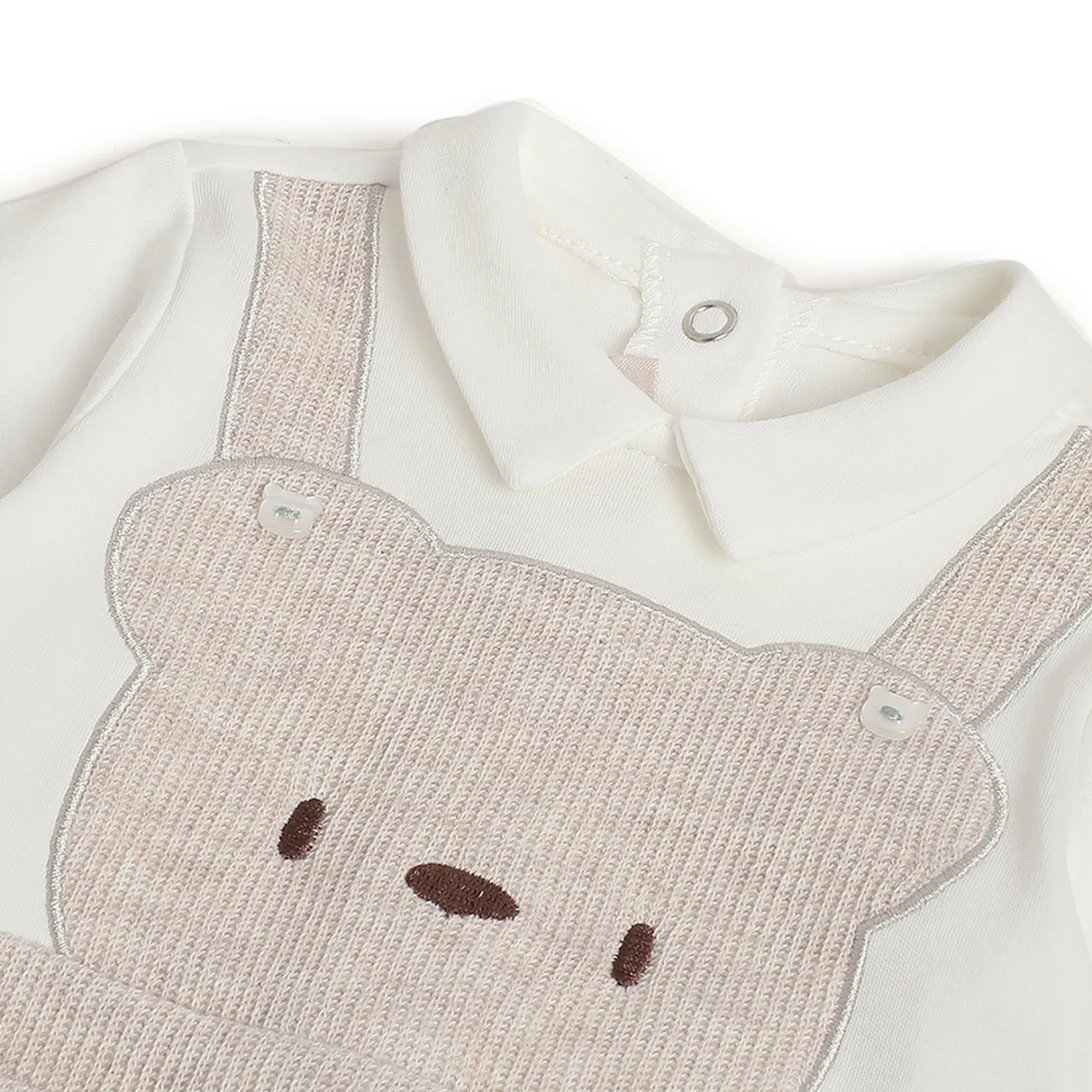 Boys Beige Nappy Opening Babysuit