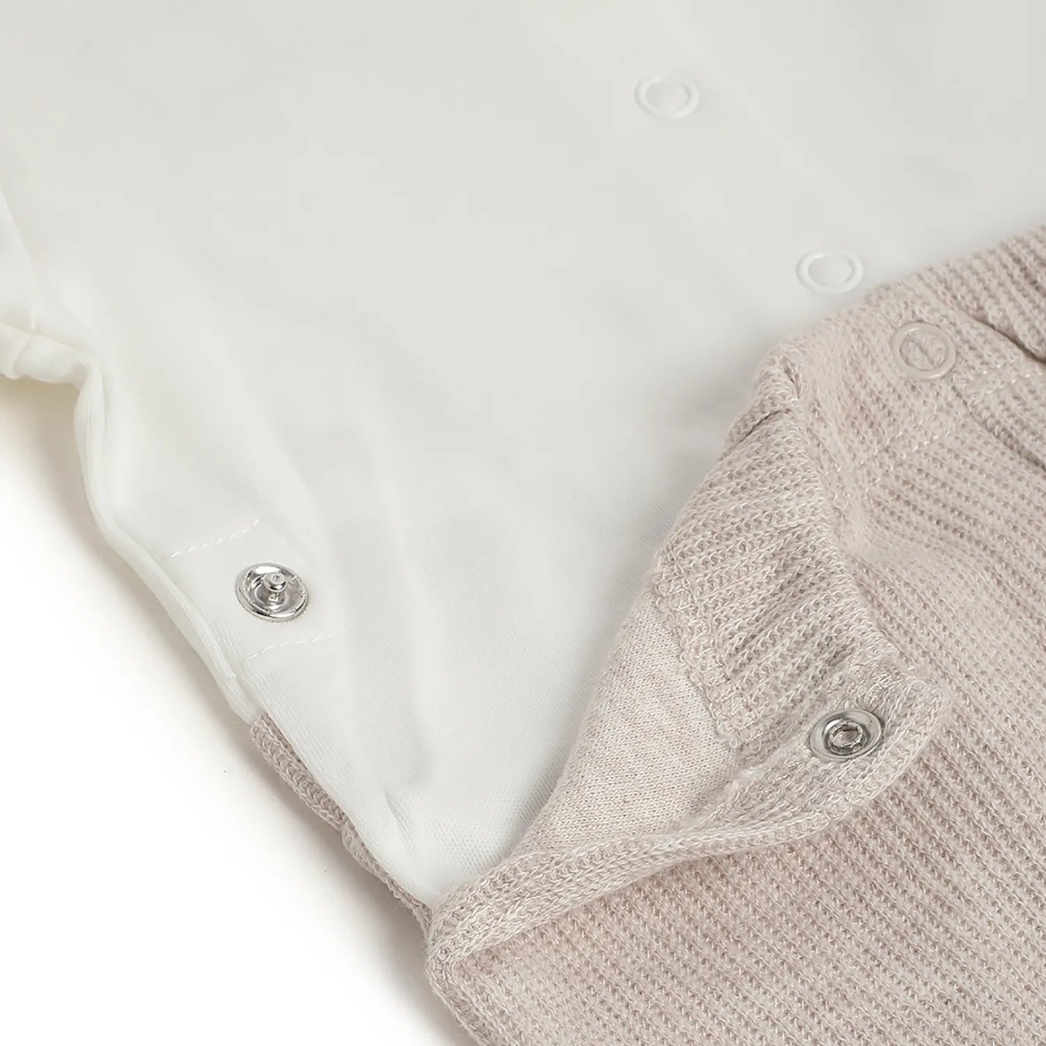 Boys Beige Nappy Opening Babysuit