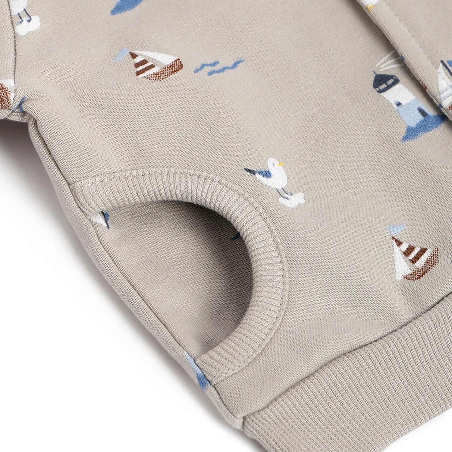 Boys Beige Printed Cardigan