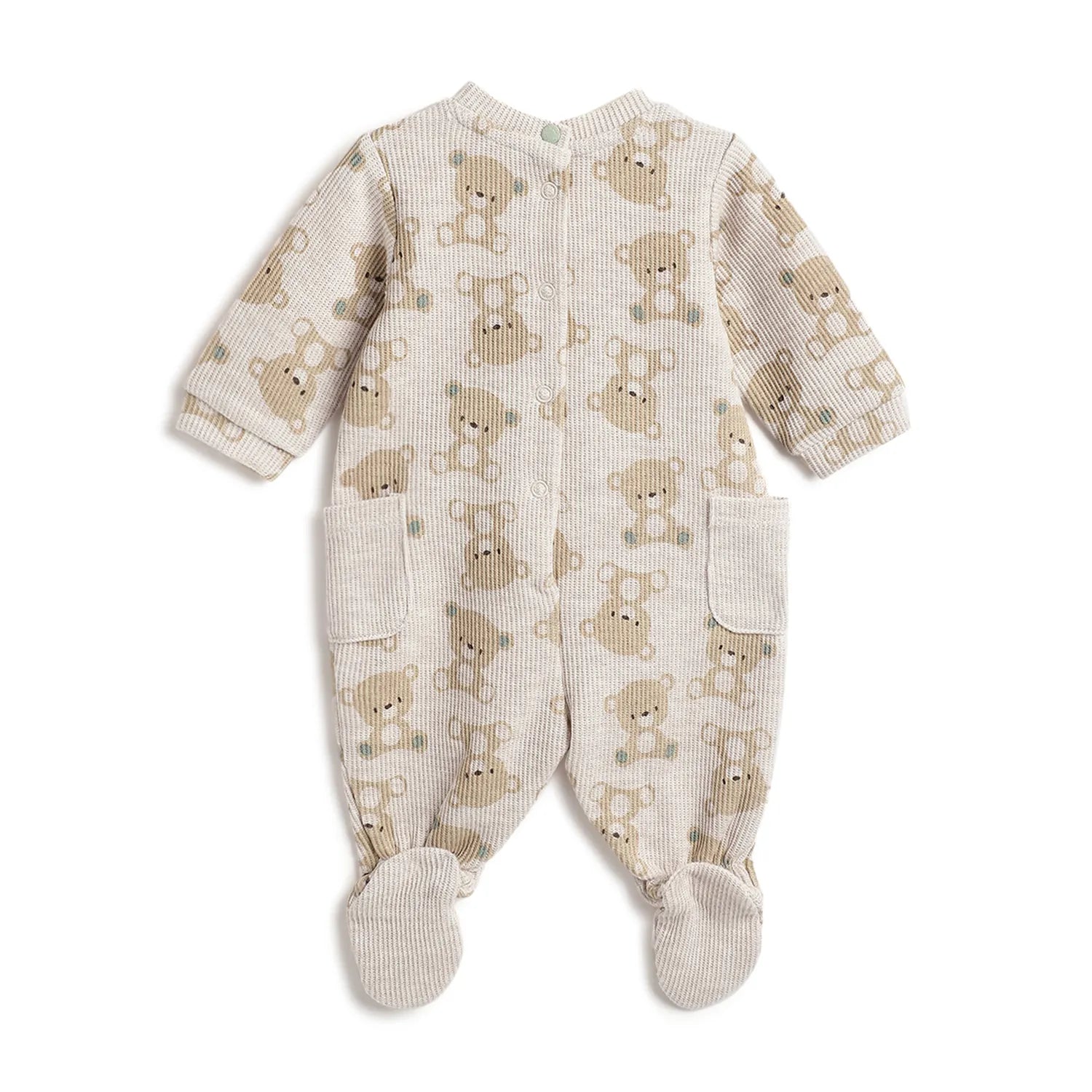 Boys Beige Printed Leg Opening Babysuit