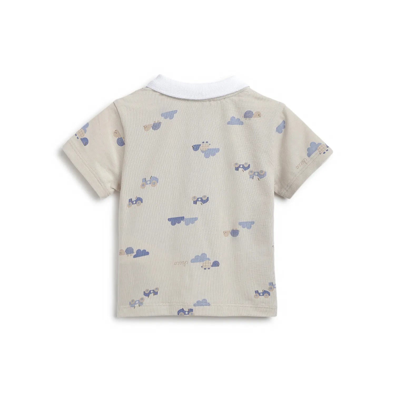 Boys Beige Printed T-Shirt with Shorts