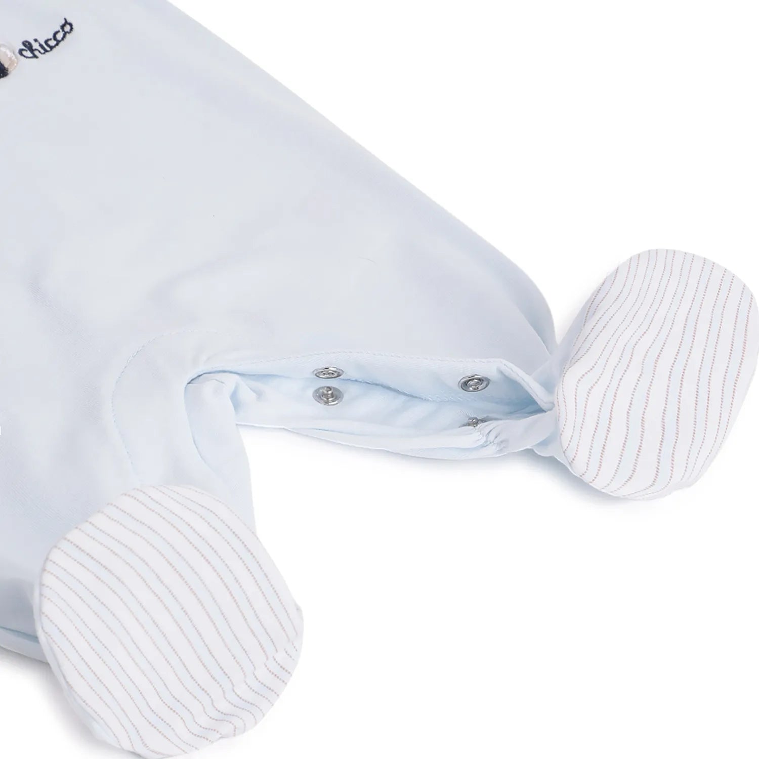 Boys Blue Embroidered Leg Opening Babysuit