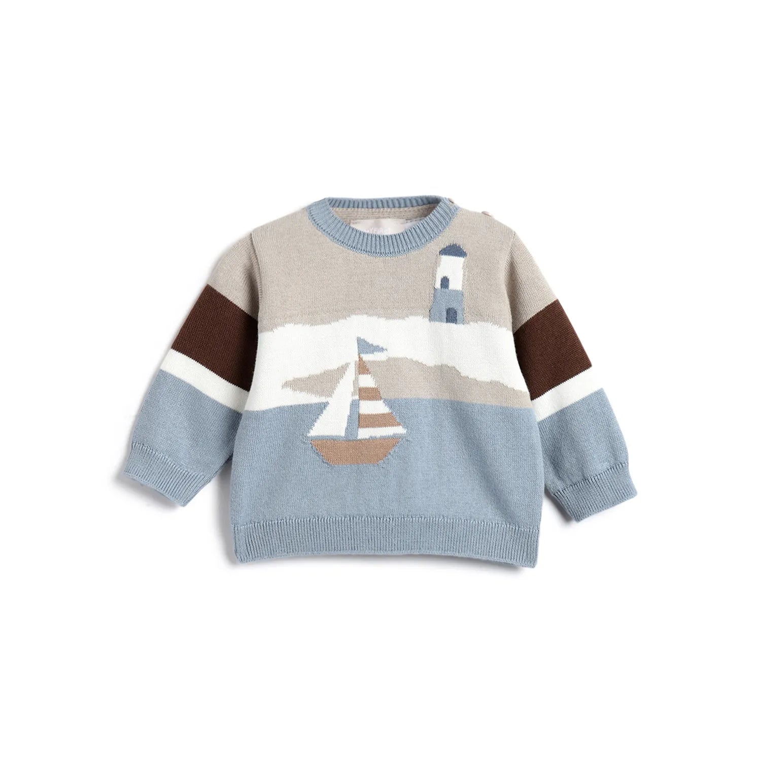 Boys Blue Embroidered Pullover