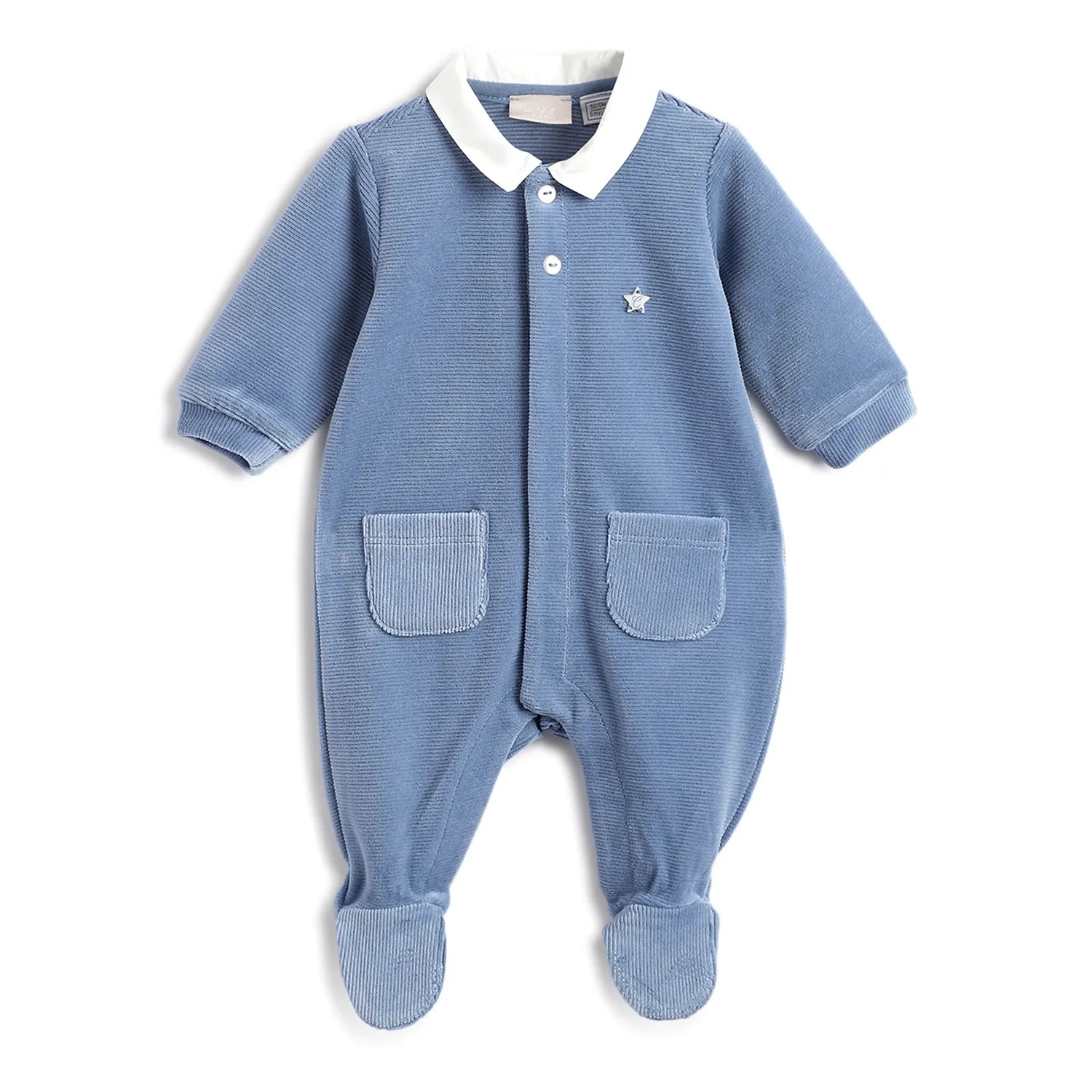 Boys Blue Front Opening Babysuit