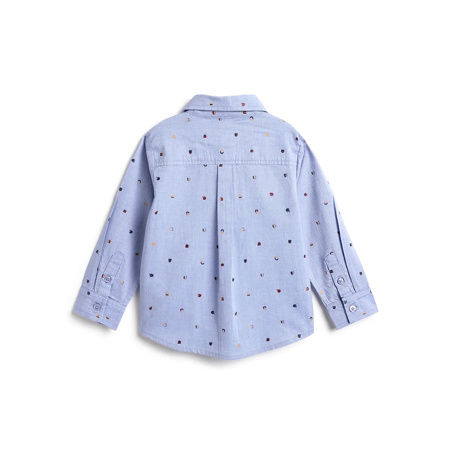 Boys Blue Printed Cotton Shirt