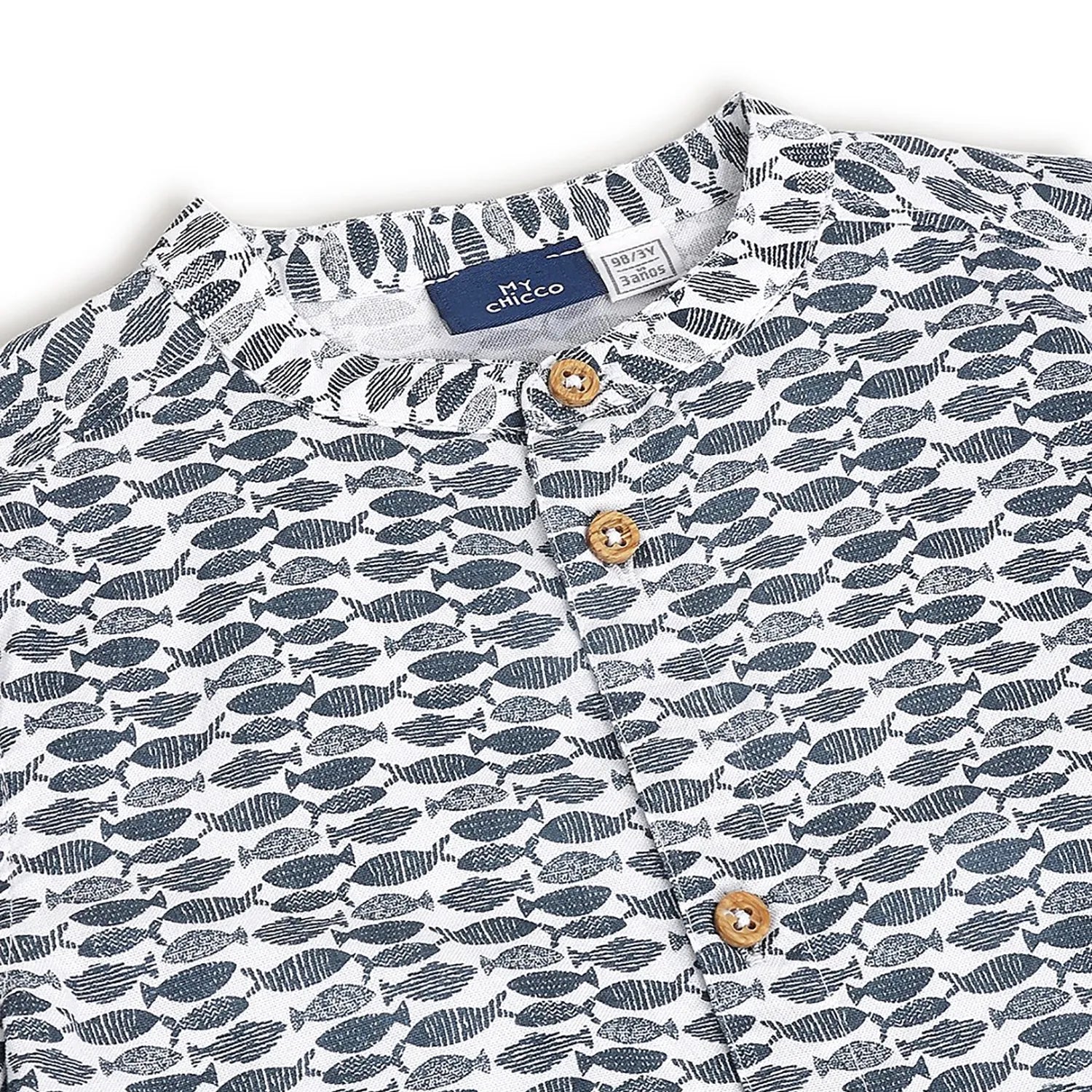 Boys Blue Printed Shirt