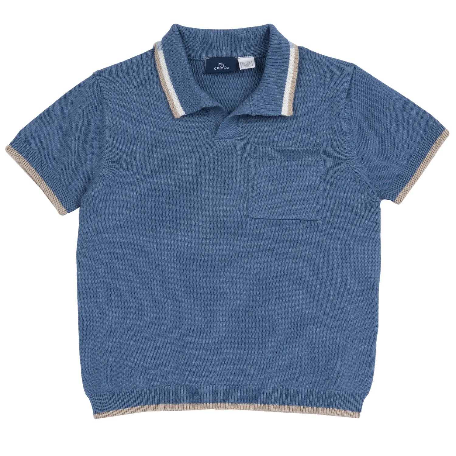 Boys Blue Solid Polo T-shirt