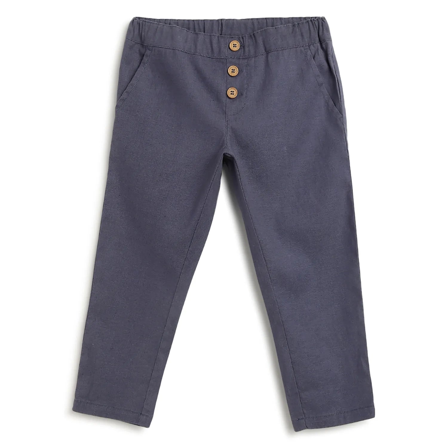 Boys Blue Solid Trousers