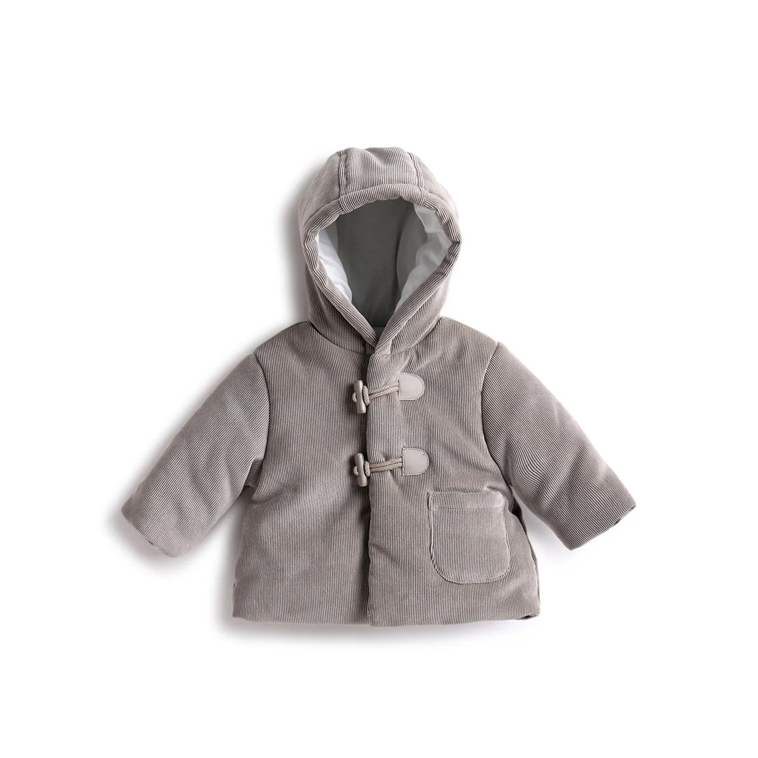 Boys Brown Hooded Self Design Coat