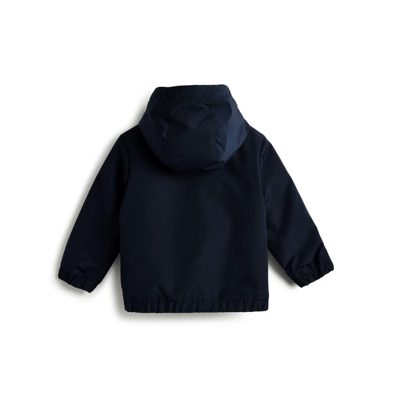 Boys Dark Blue Hooded Solid Jacket