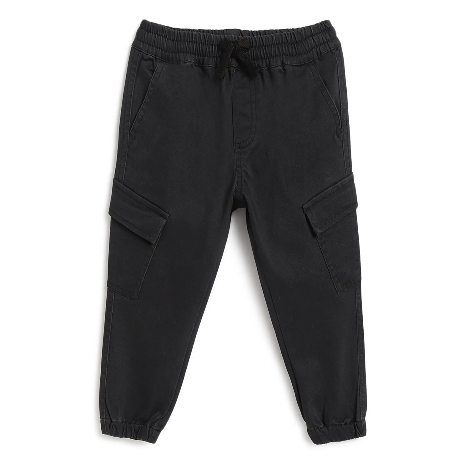 Boys Dark Grey Mid-Rise Relaxed Joggers