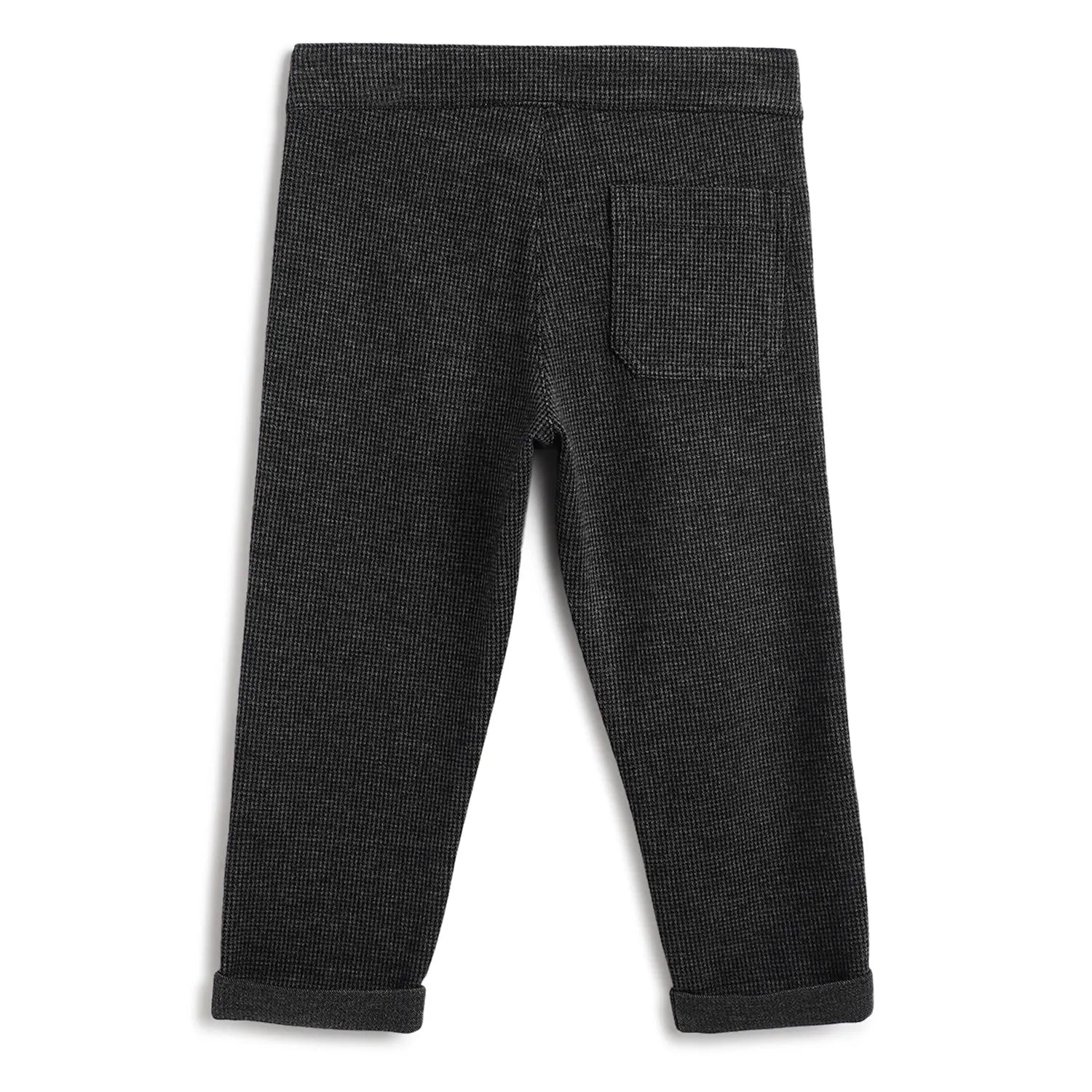 Boys Dark Grey Solid Trousers