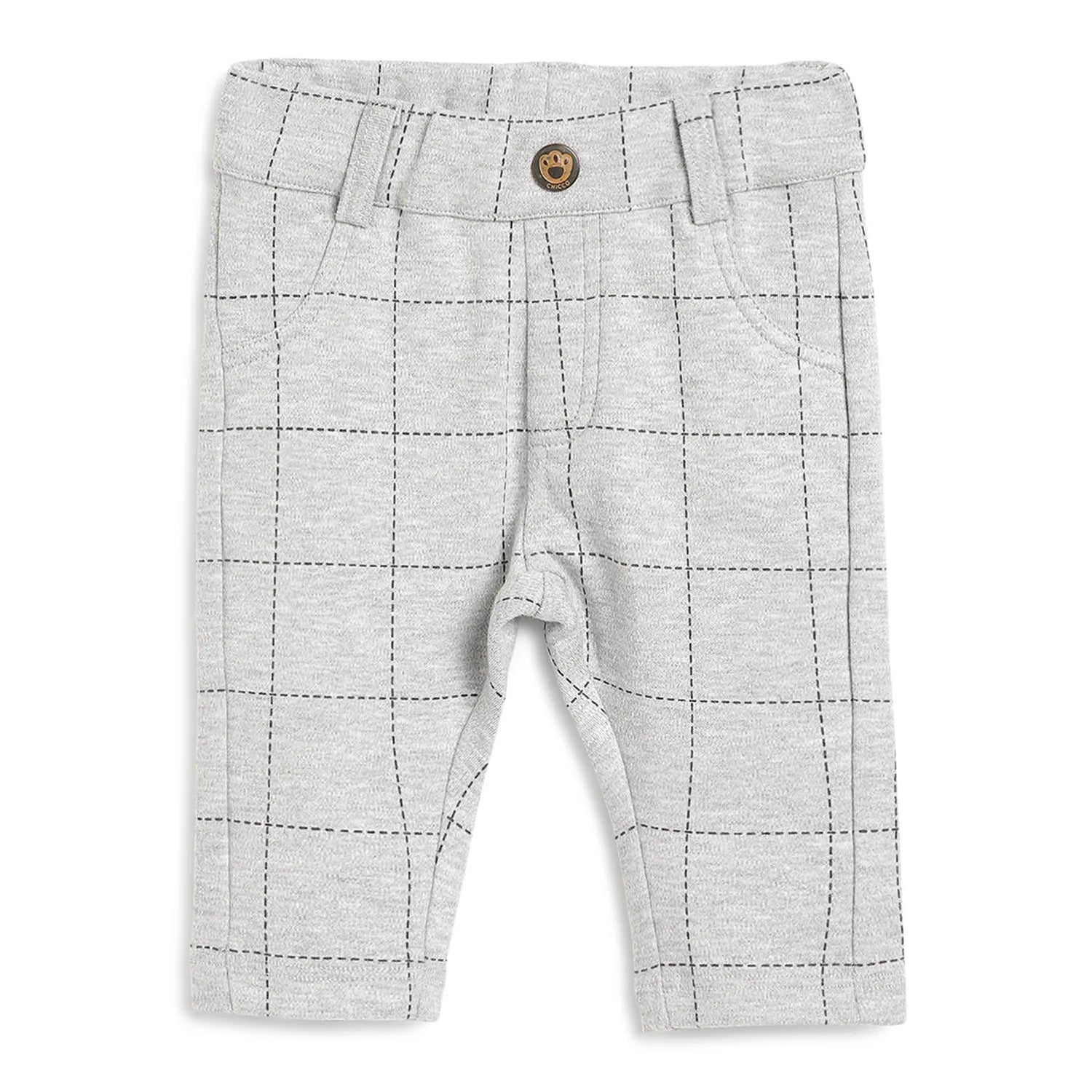 Boys Grey Checked Trousers
