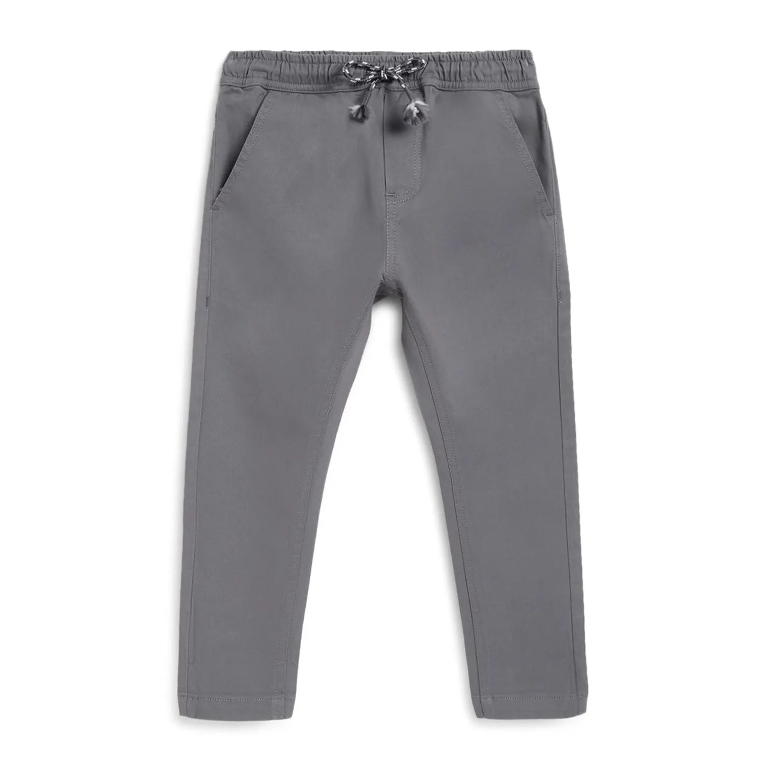 Boys Grey Mid-Rise Relaxed Fit Trousers