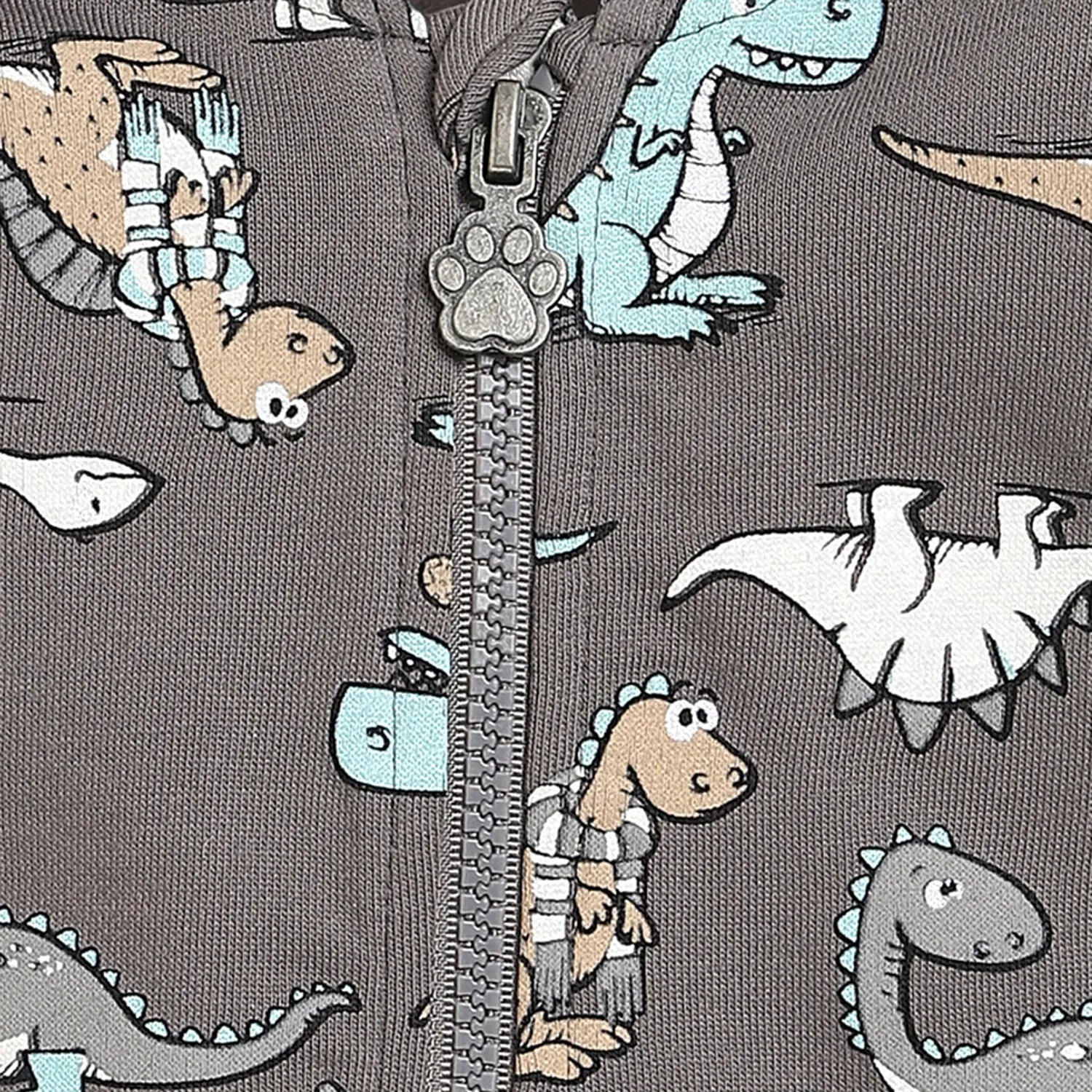 Boys Grey Printed Hooded Sweatshirt